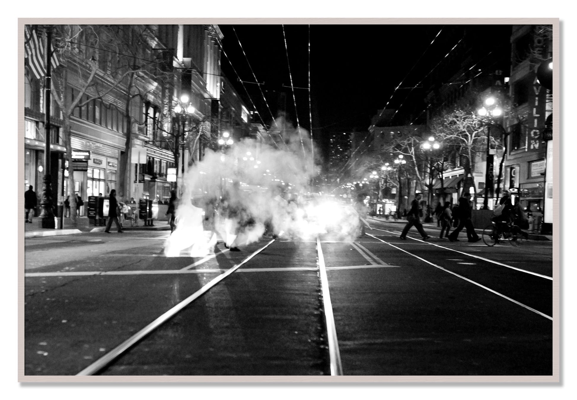 Framed photograph of Market Street by Dylan Ozanich, White Maple frame, Full Bleed