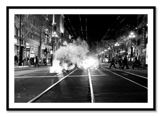 Framed photograph of Market Street by Dylan Ozanich, Black frame, Borders