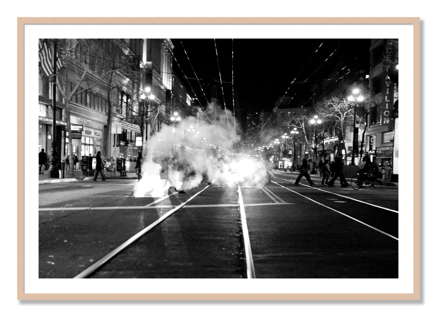 Framed photograph of Market Street by Dylan Ozanich, Maple frame, Borders
