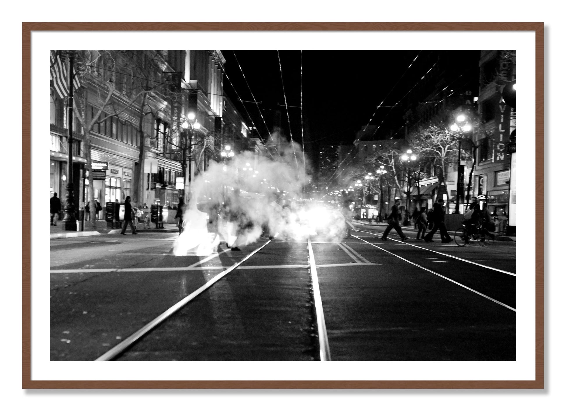 Framed photograph of Market Street by Dylan Ozanich, Walnut frame, Borders