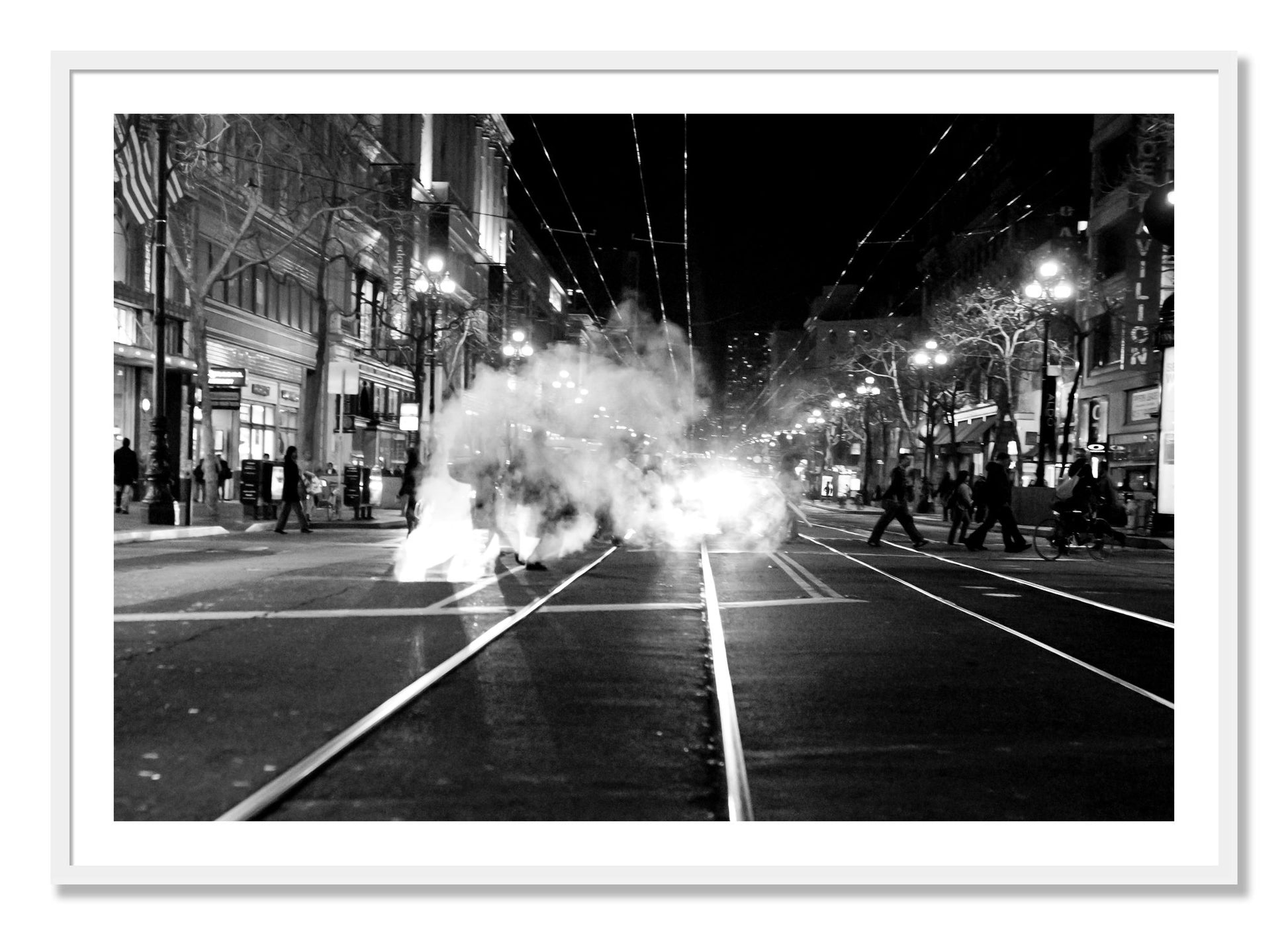 Framed photograph of Market Street by Dylan Ozanich, White frame, Borders