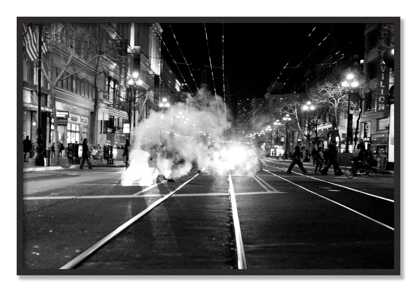 Framed photograph of Market Street by Dylan Ozanich, Black Walnut frame, Full Bleed