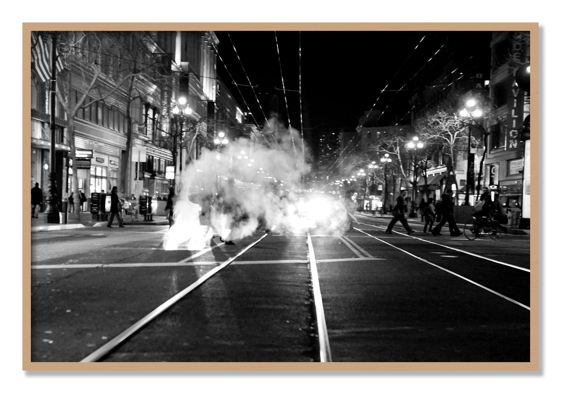 Framed photograph of Market Street by Dylan Ozanich, Oak frame, Full Bleed