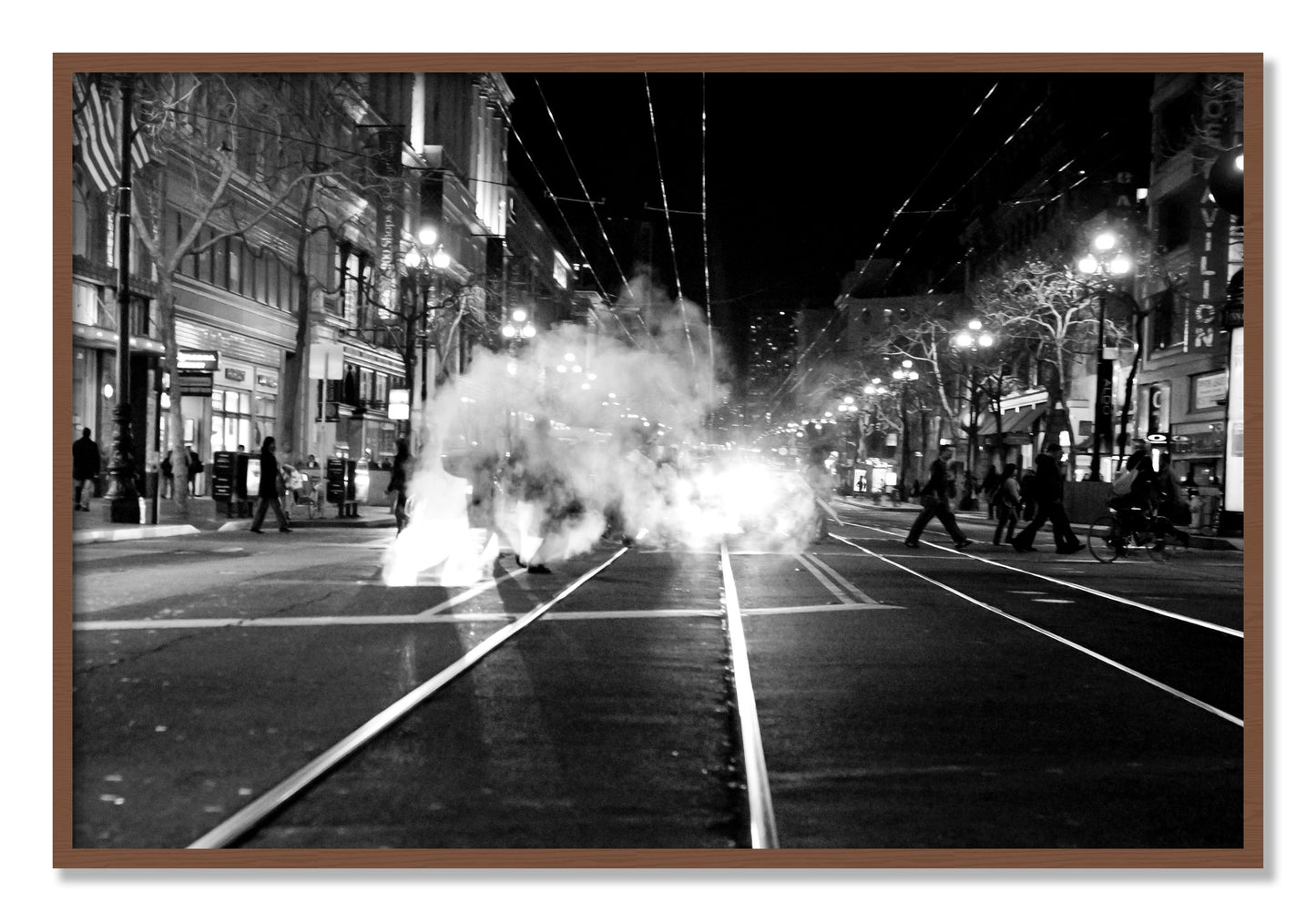 Framed photograph of Market Street by Dylan Ozanich, Walnut frame, Full Bleed