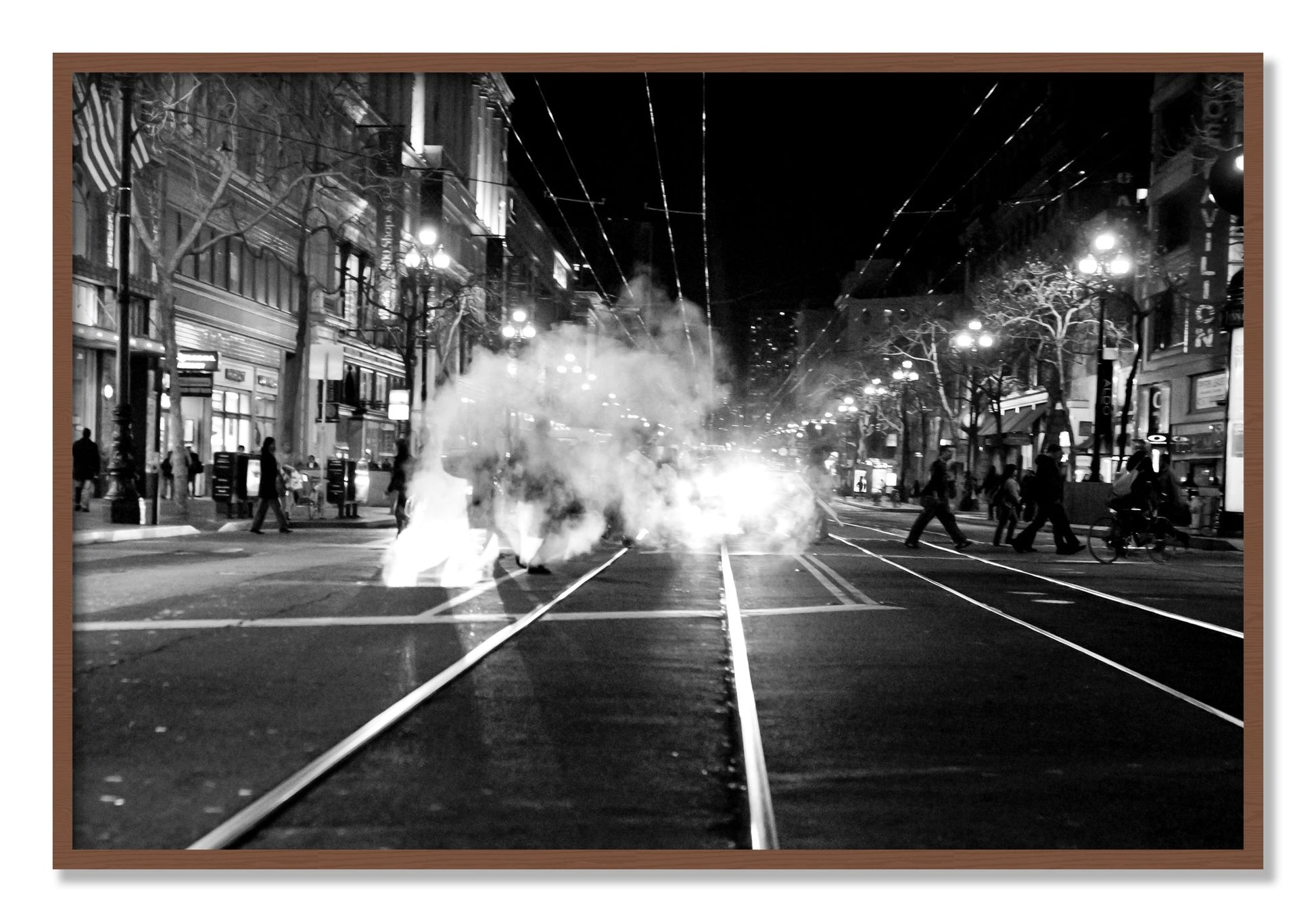 Framed photograph of Market Street by Dylan Ozanich, Walnut frame, Full Bleed