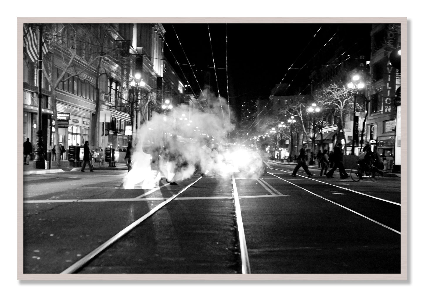Framed photograph of Market Street by Dylan Ozanich, White Maple frame, Full Bleed