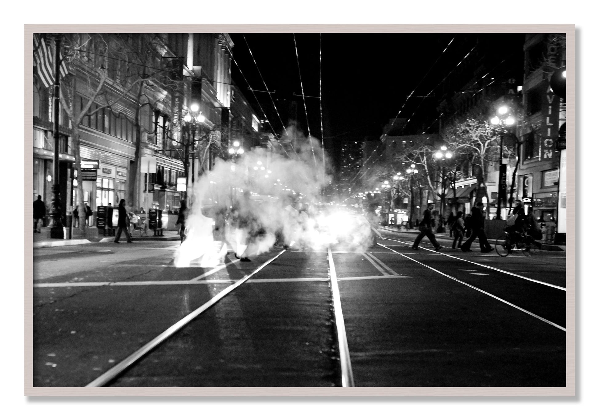 Framed photograph of Market Street by Dylan Ozanich, White Maple frame, Full Bleed