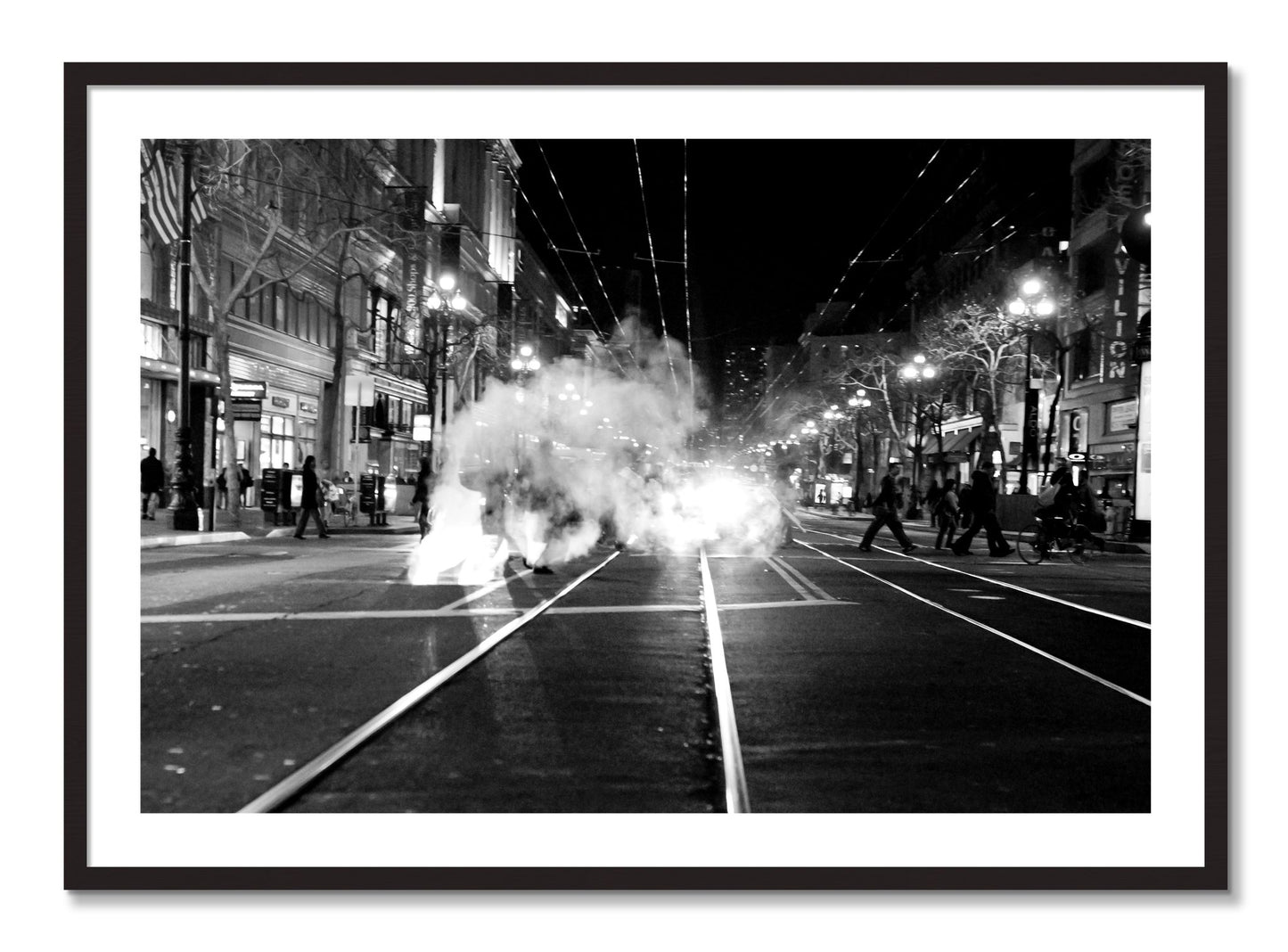 Framed photograph of Market Street by Dylan Ozanich, Black Walnut frame, Borders