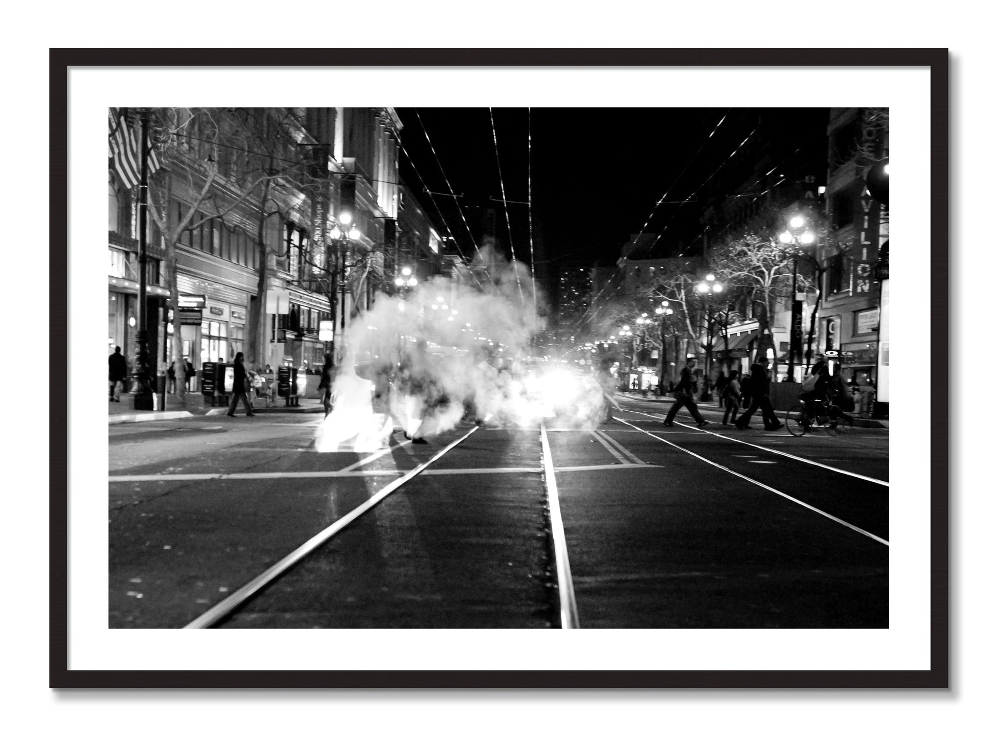 Framed photograph of Market Street by Dylan Ozanich, Black Walnut frame, Borders