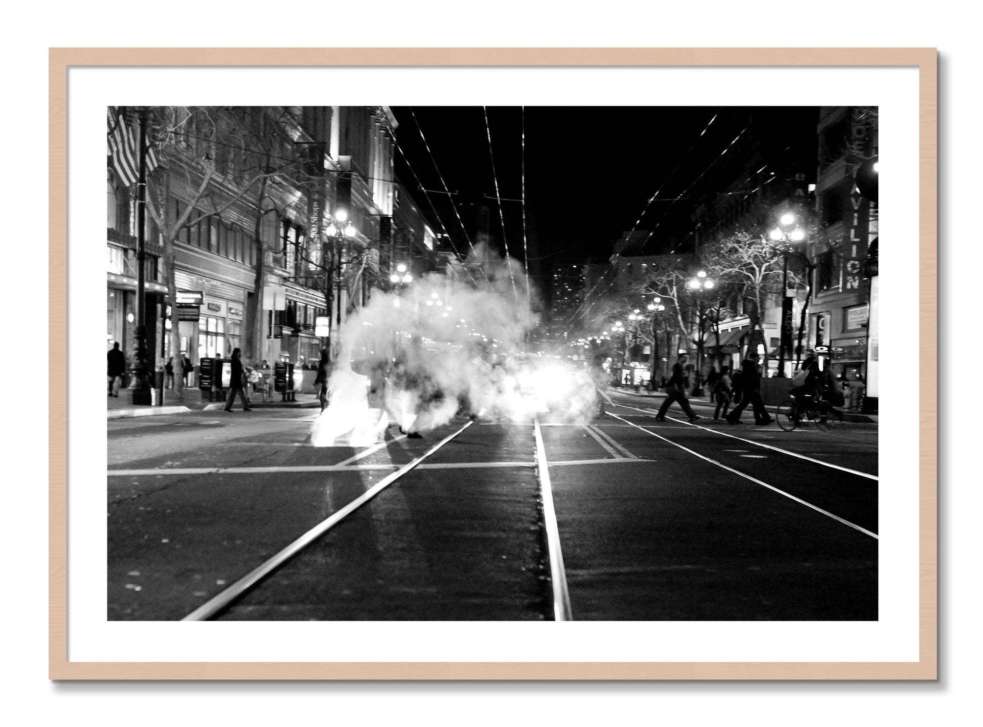 Framed photograph of Market Street by Dylan Ozanich, Maple frame, Borders
