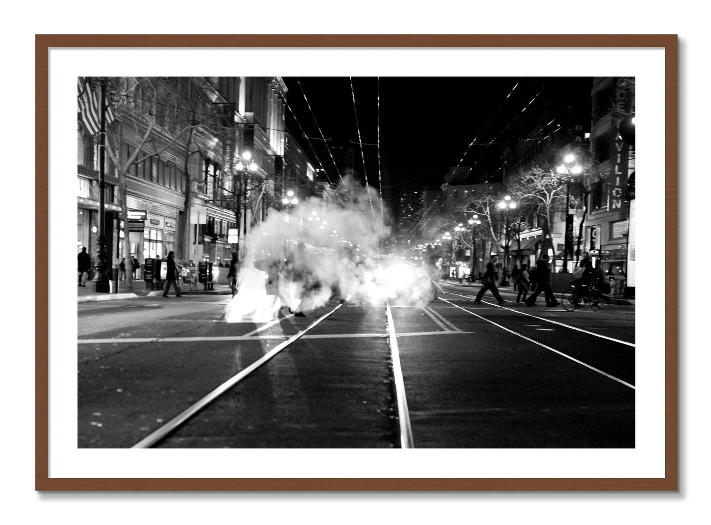 Framed photograph of Market Street by Dylan Ozanich, Walnut frame, Borders