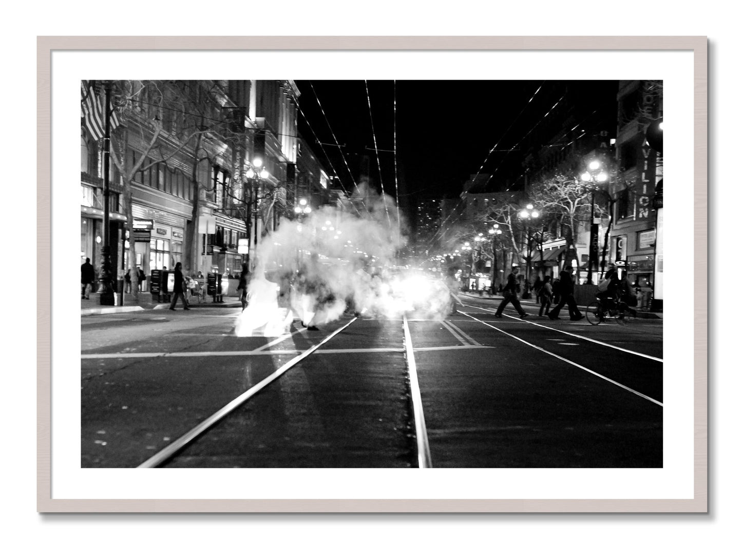 Framed photograph of Market Street by Dylan Ozanich, White Maple frame, Borders