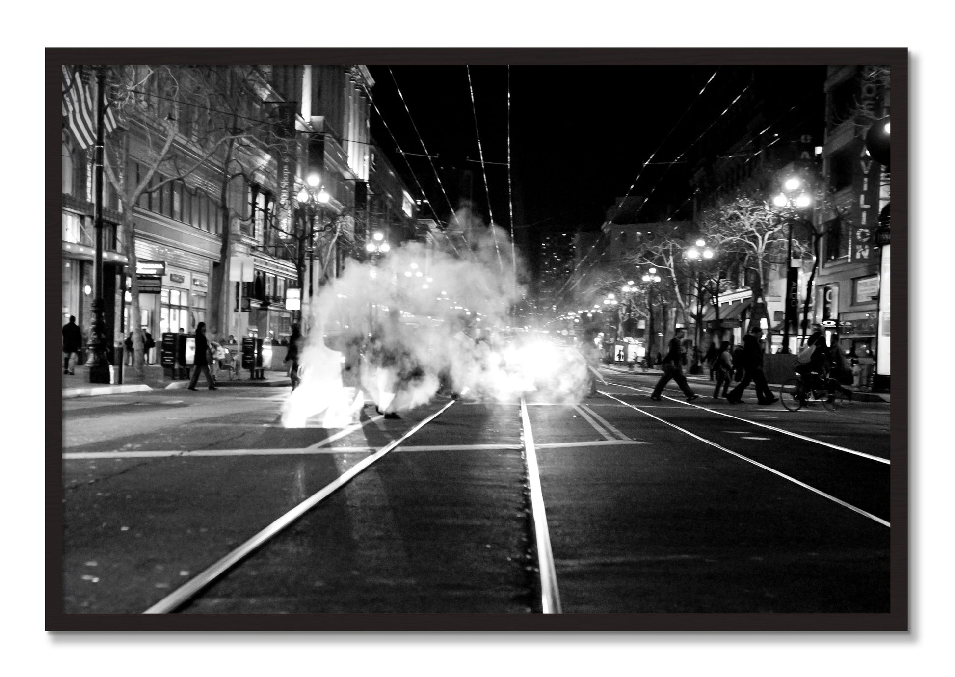 Framed photograph of Market Street by Dylan Ozanich, Black Walnut frame, Full Bleed