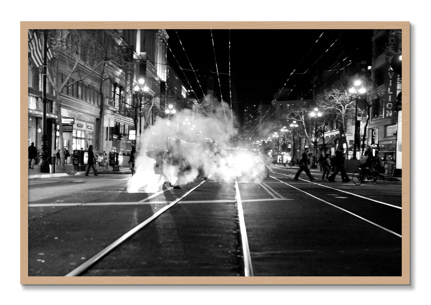 Framed photograph of Market Street by Dylan Ozanich, Oak frame, Full Bleed