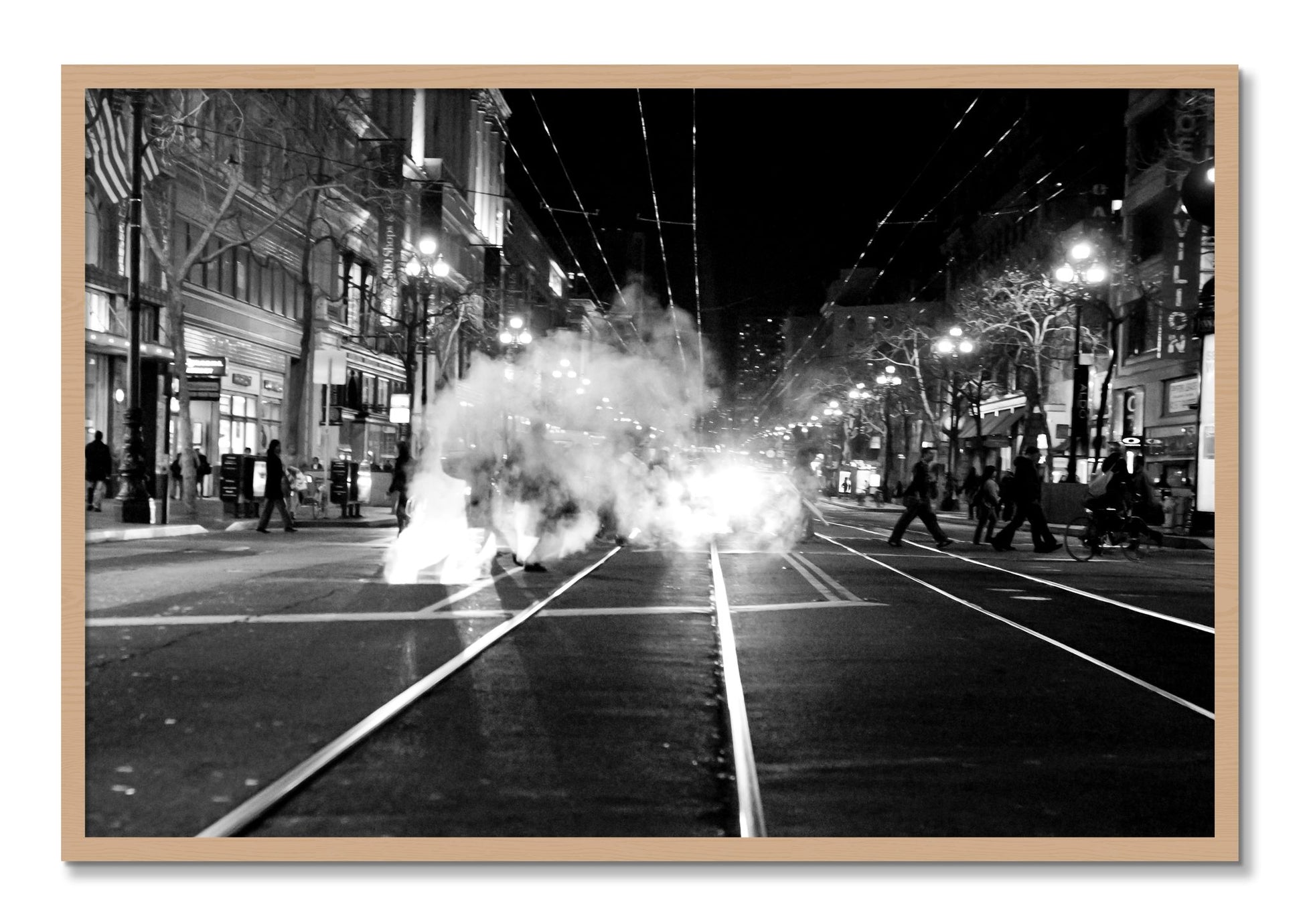 Framed photograph of Market Street by Dylan Ozanich, Oak frame, Full Bleed