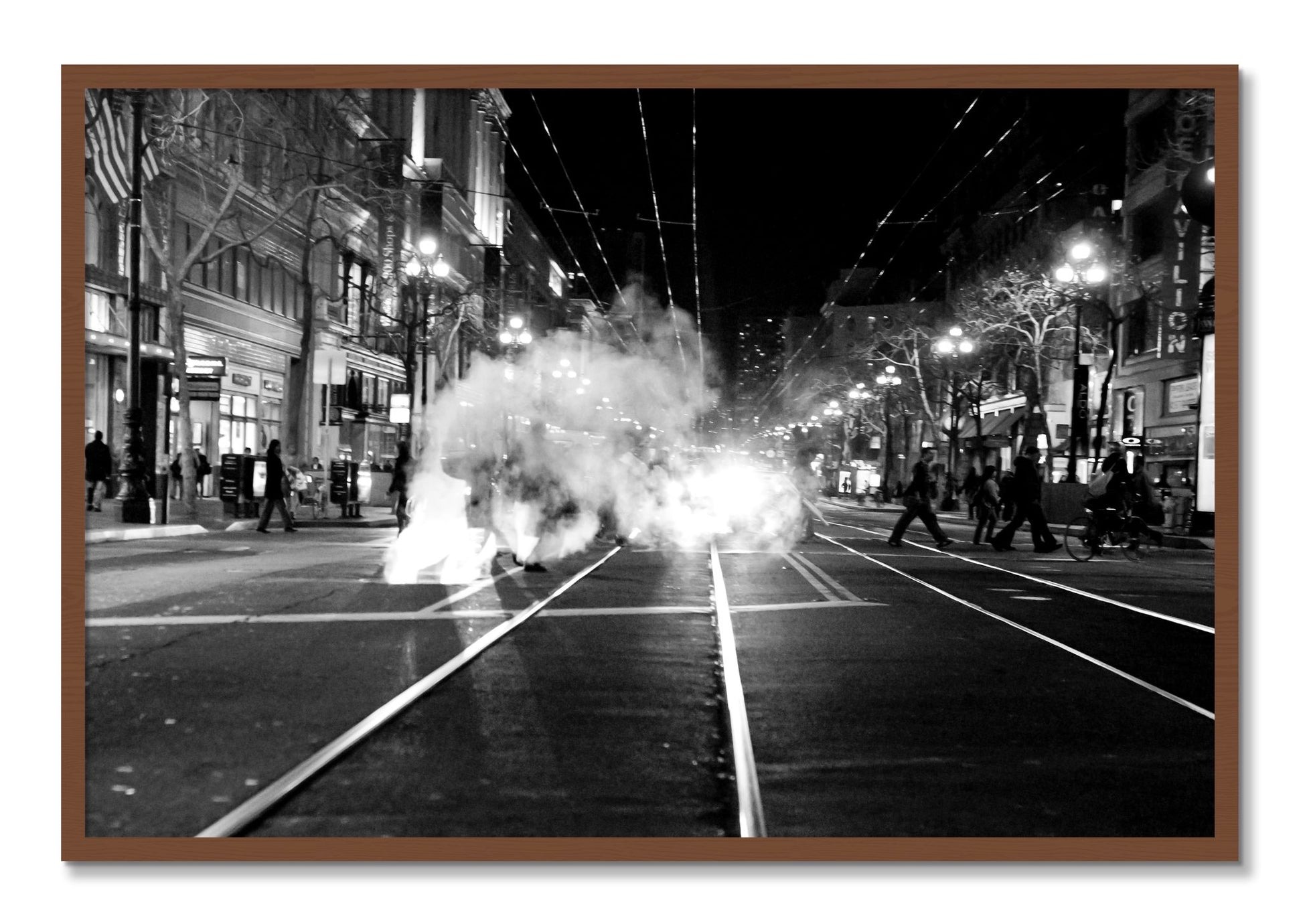Framed photograph of Market Street by Dylan Ozanich, Walnut frame, Full Bleed