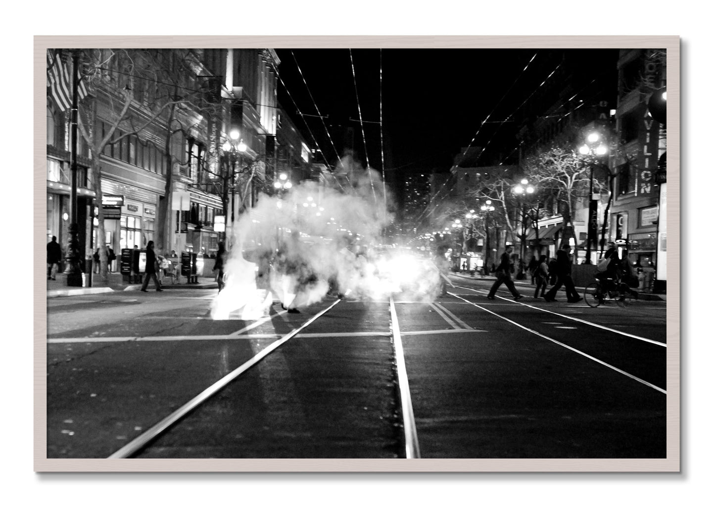 Framed photograph of Market Street by Dylan Ozanich, White Maple frame, Full Bleed