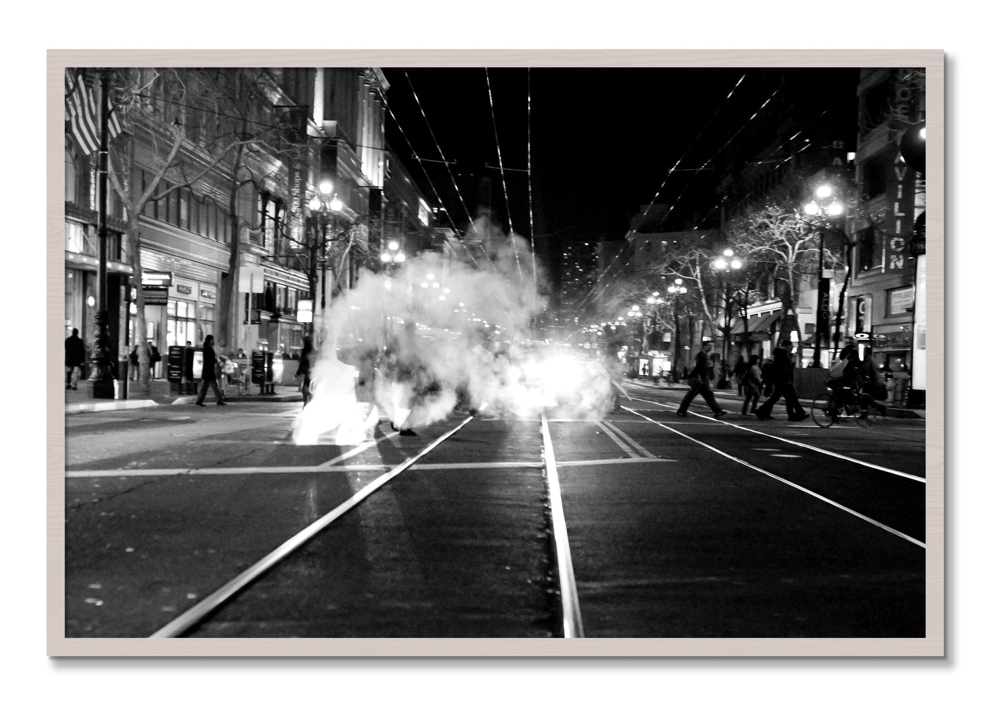 Framed photograph of Market Street by Dylan Ozanich, White Maple frame, Full Bleed