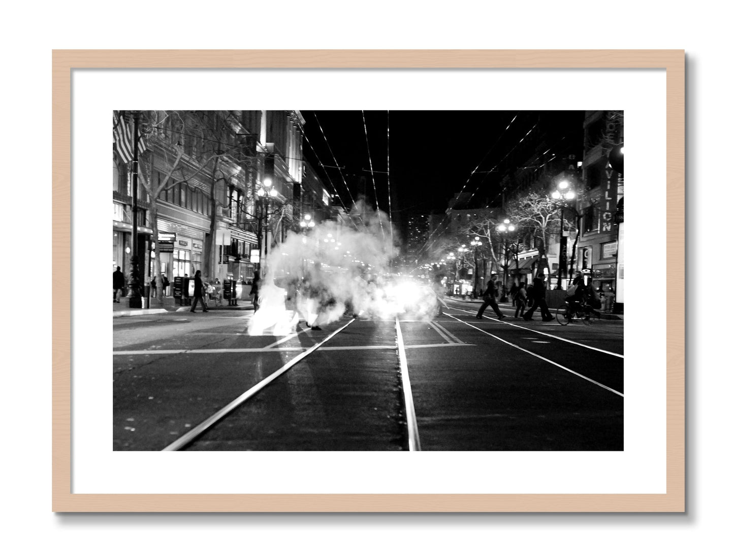Framed photograph of Market Street by Dylan Ozanich, Maple frame, Borders