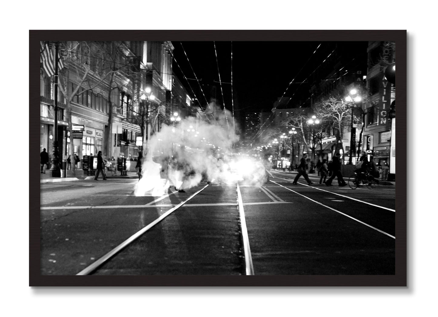 Framed photograph of Market Street by Dylan Ozanich, Black Walnut frame, Full Bleed