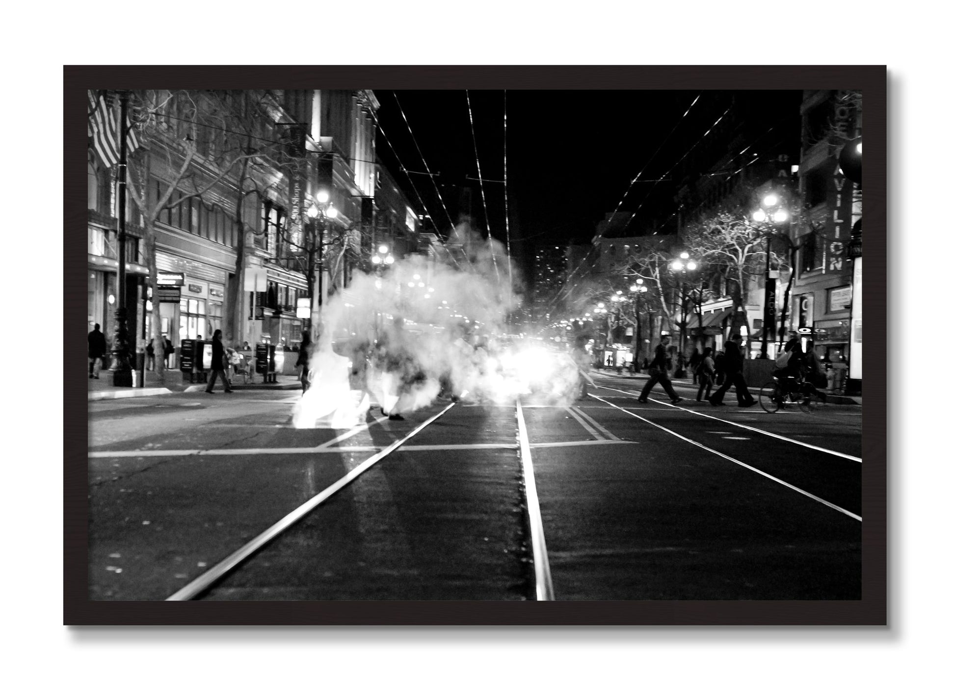 Framed photograph of Market Street by Dylan Ozanich, Black Walnut frame, Full Bleed