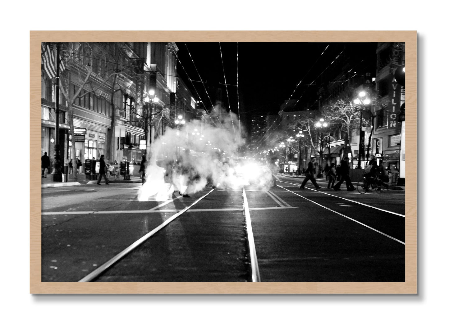Framed photograph of Market Street by Dylan Ozanich, Oak frame, Full Bleed
