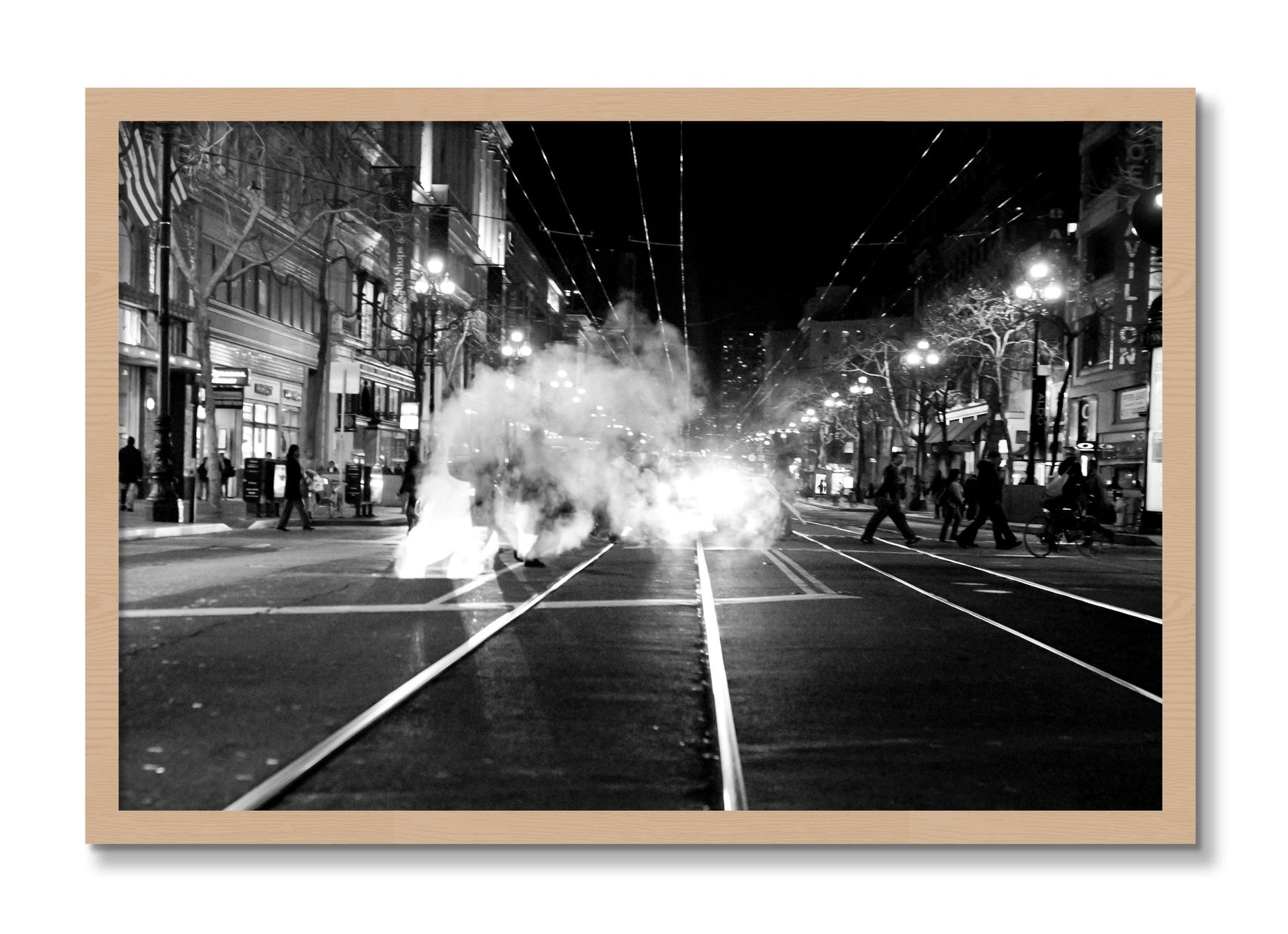 Framed photograph of Market Street by Dylan Ozanich, Oak frame, Full Bleed