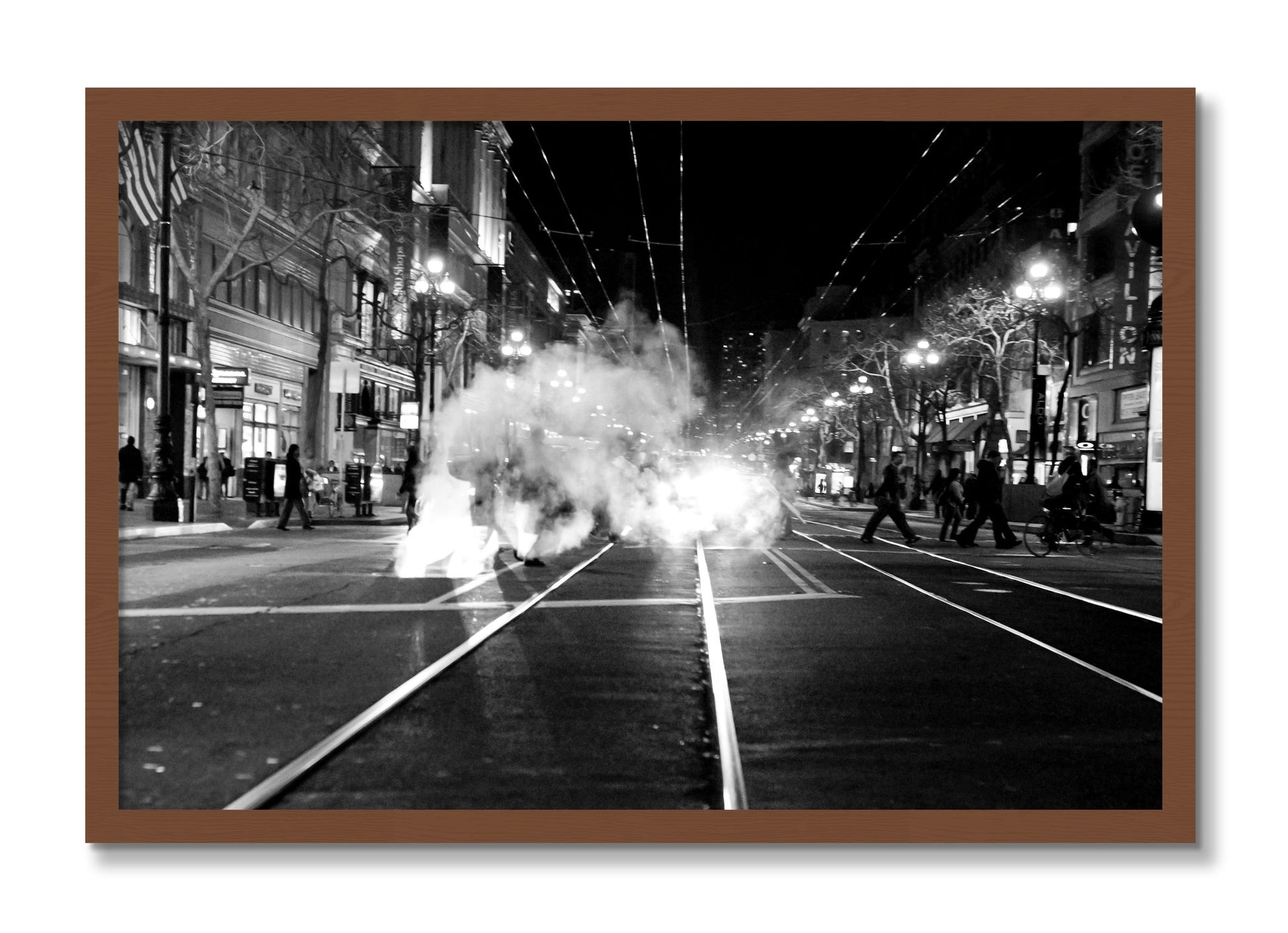Framed photograph of Market Street by Dylan Ozanich, Walnut frame, Full Bleed