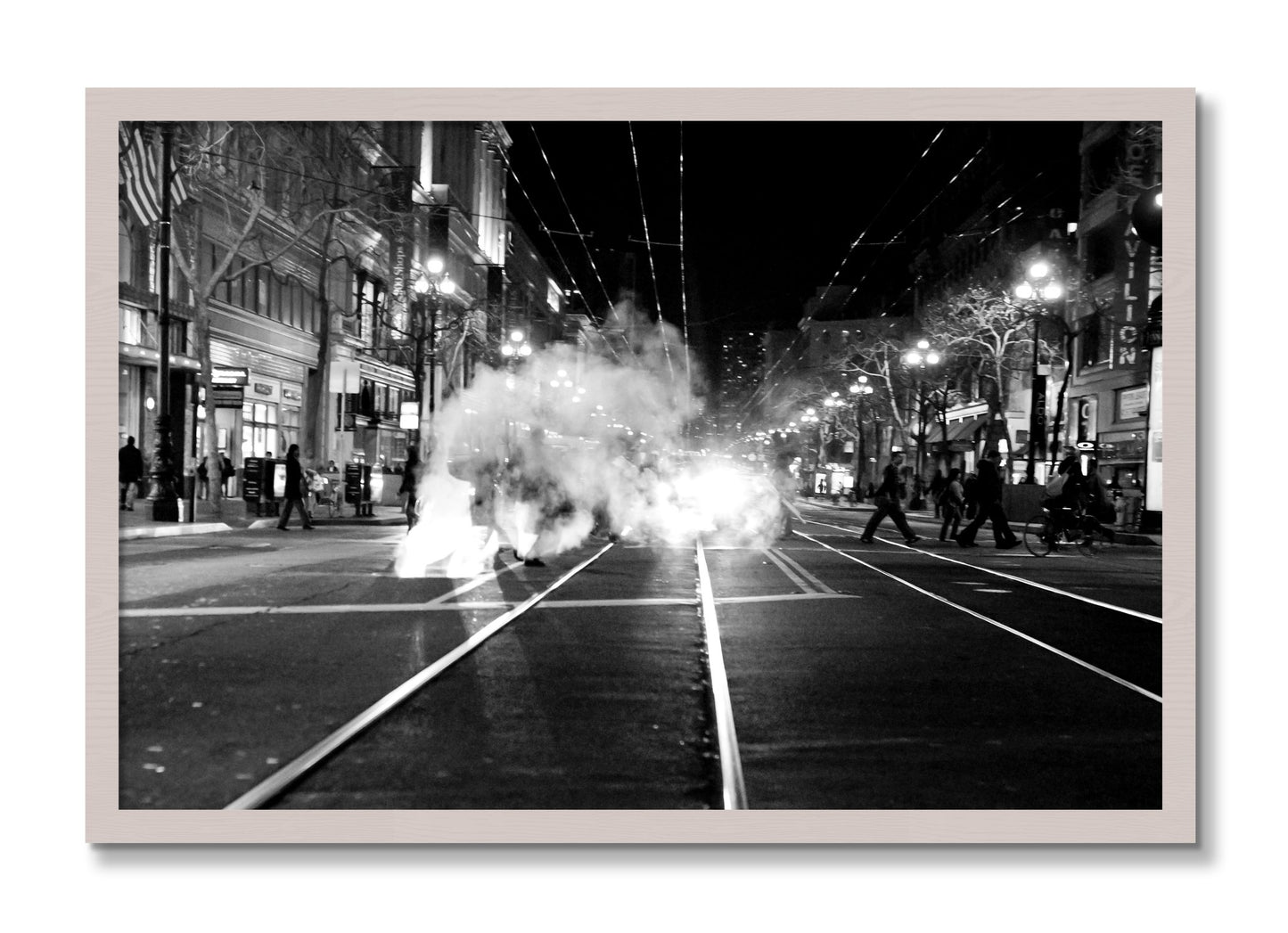 Framed photograph of Market Street by Dylan Ozanich, White Maple frame, Full Bleed