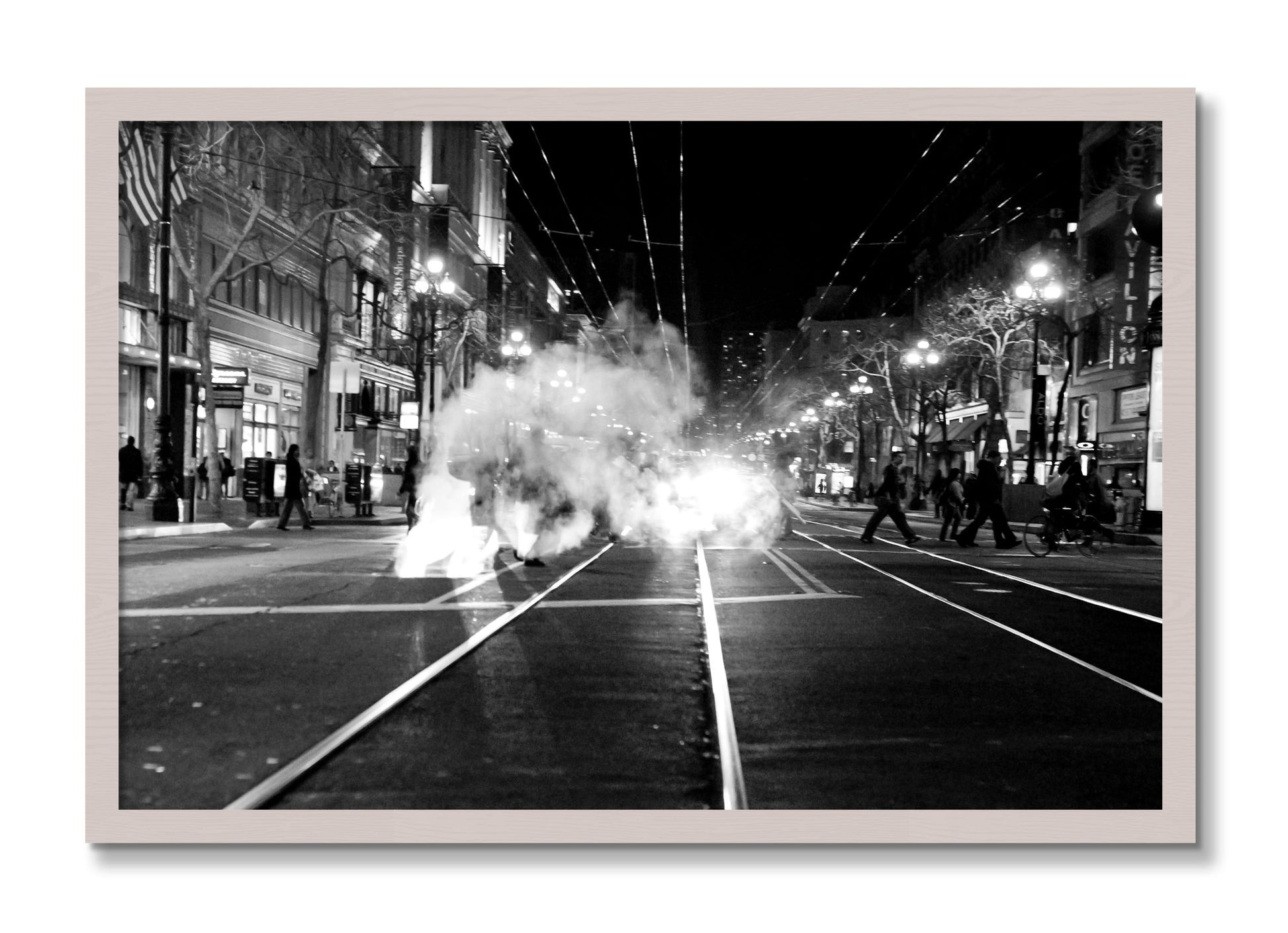 Framed photograph of Market Street by Dylan Ozanich, White Maple frame, Full Bleed