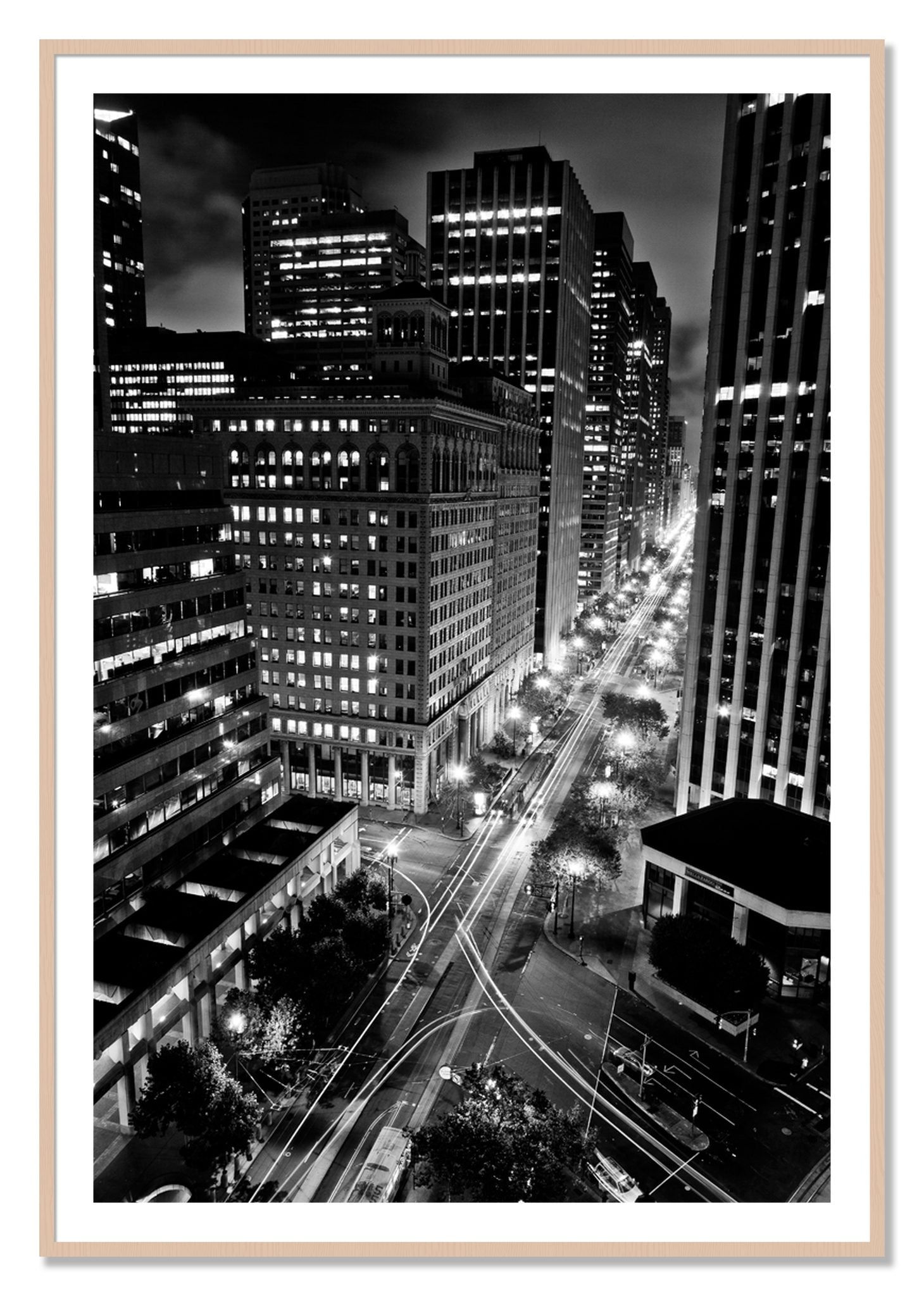 Market by Dylan Ozanich, 40×60 print with a White Border in a Maple frame