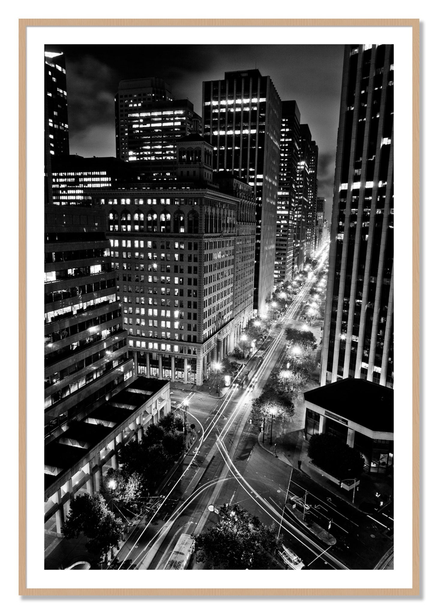 Market by Dylan Ozanich, 40×60 print with a White Border in an Oak frame
