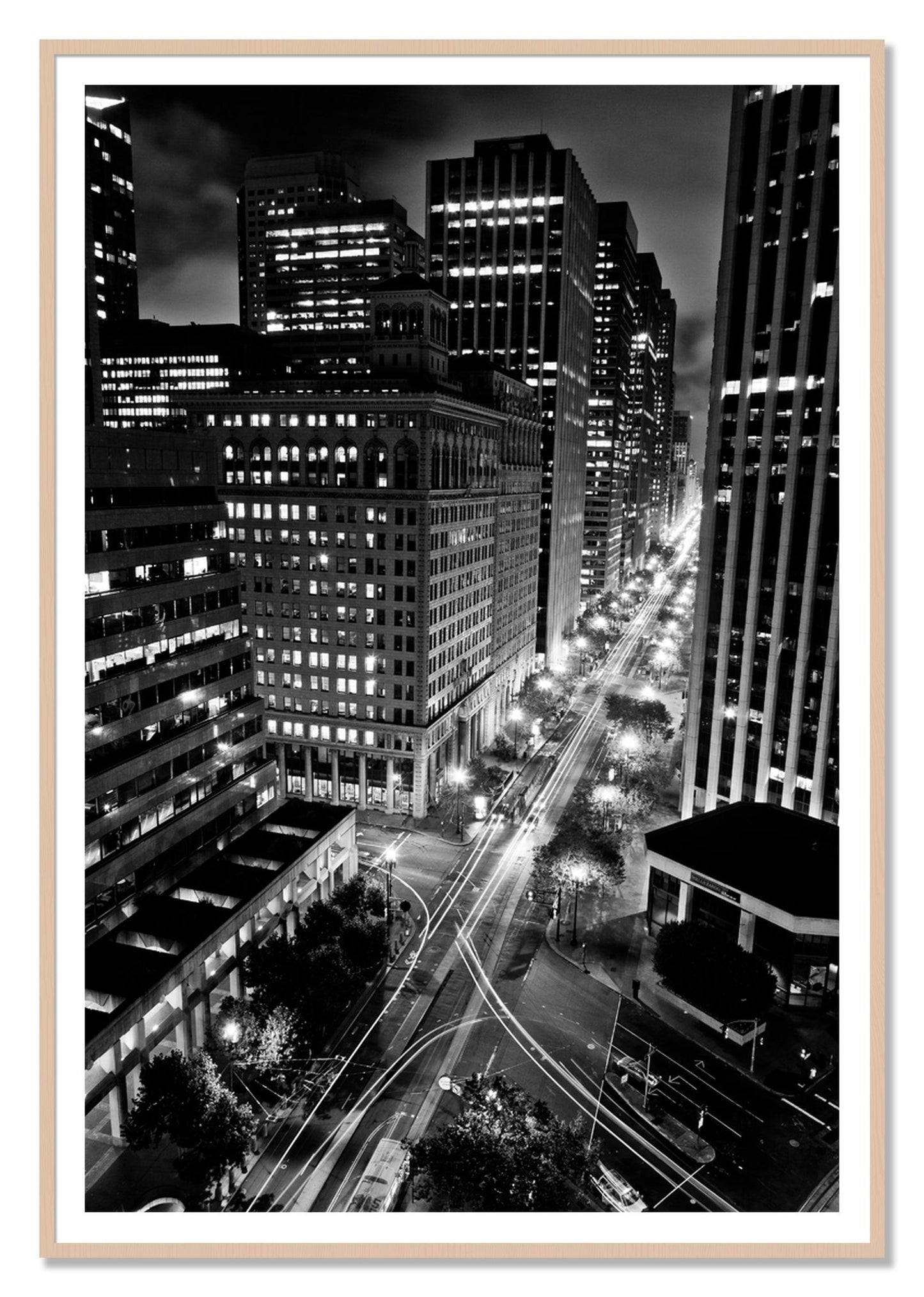 Market by Dylan Ozanich, 48×72 print with a White Border in a Maple frame