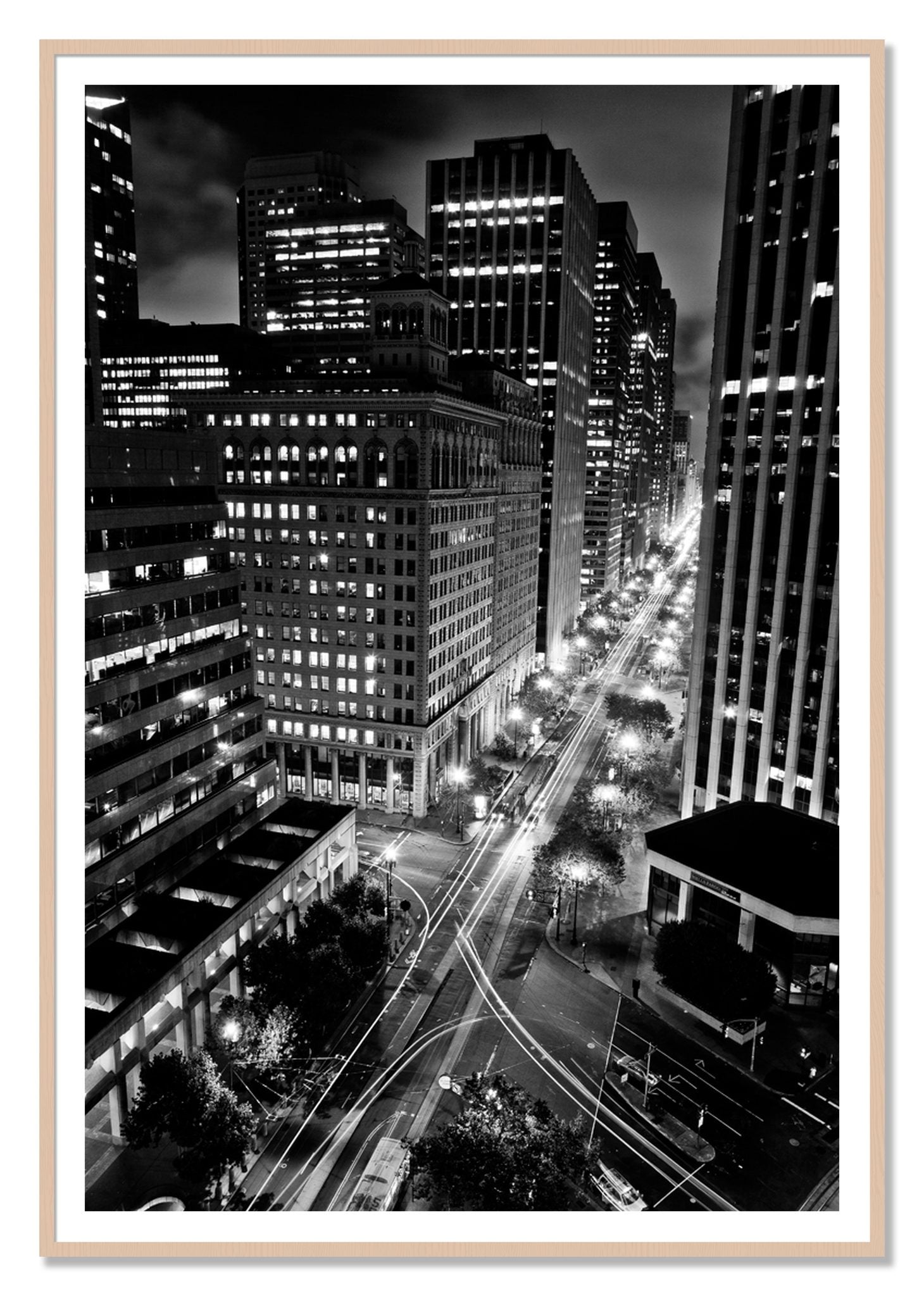 Market by Dylan Ozanich, 48×72 print with a White Border in a Maple frame