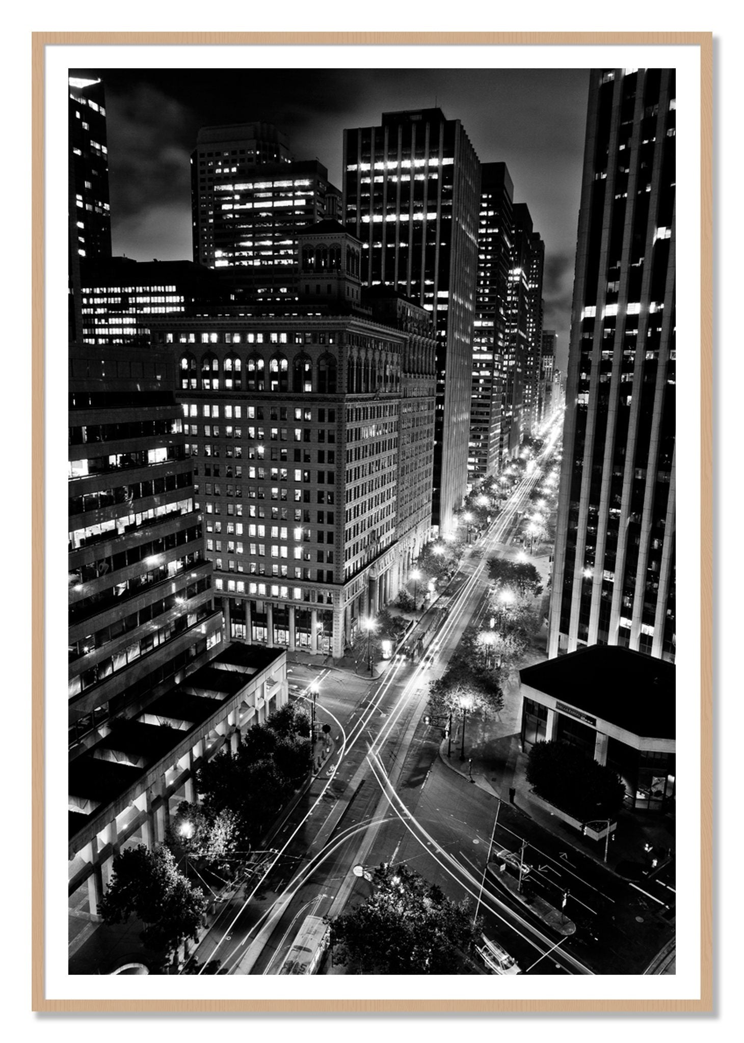 Market by Dylan Ozanich, 48×72 print with a White Border in an Oak frame