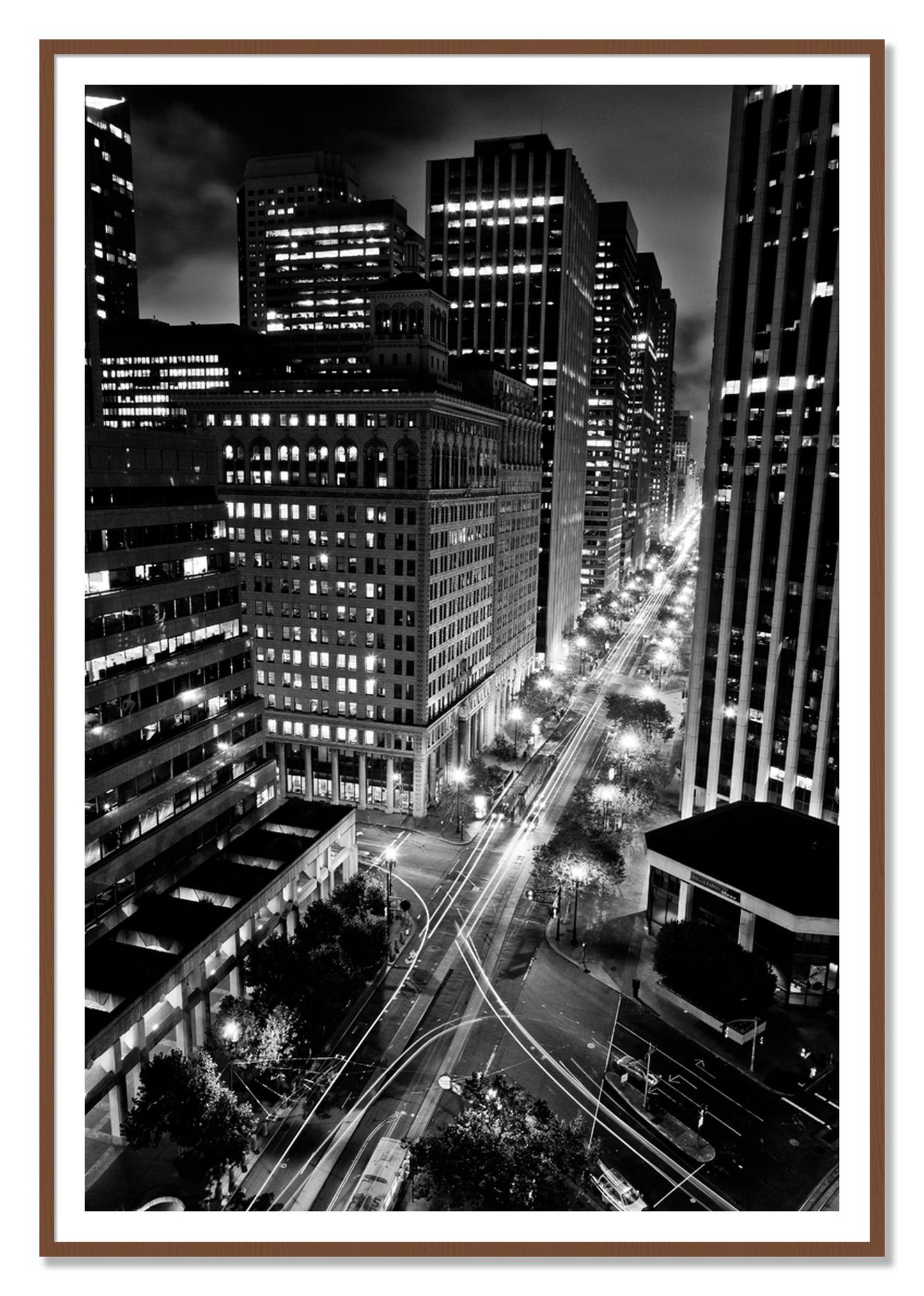 Market by Dylan Ozanich, 48×72 print with a White Border in a Walnut frame