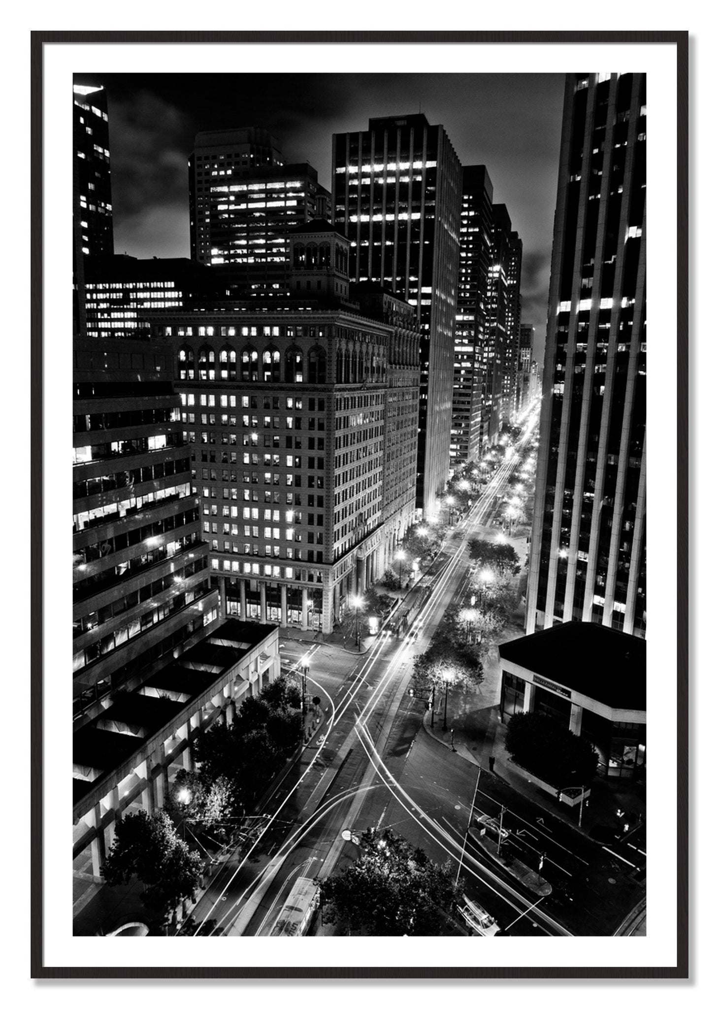 Framed photograph of Market by Dylan Ozanich, Black Walnut frame, Borders