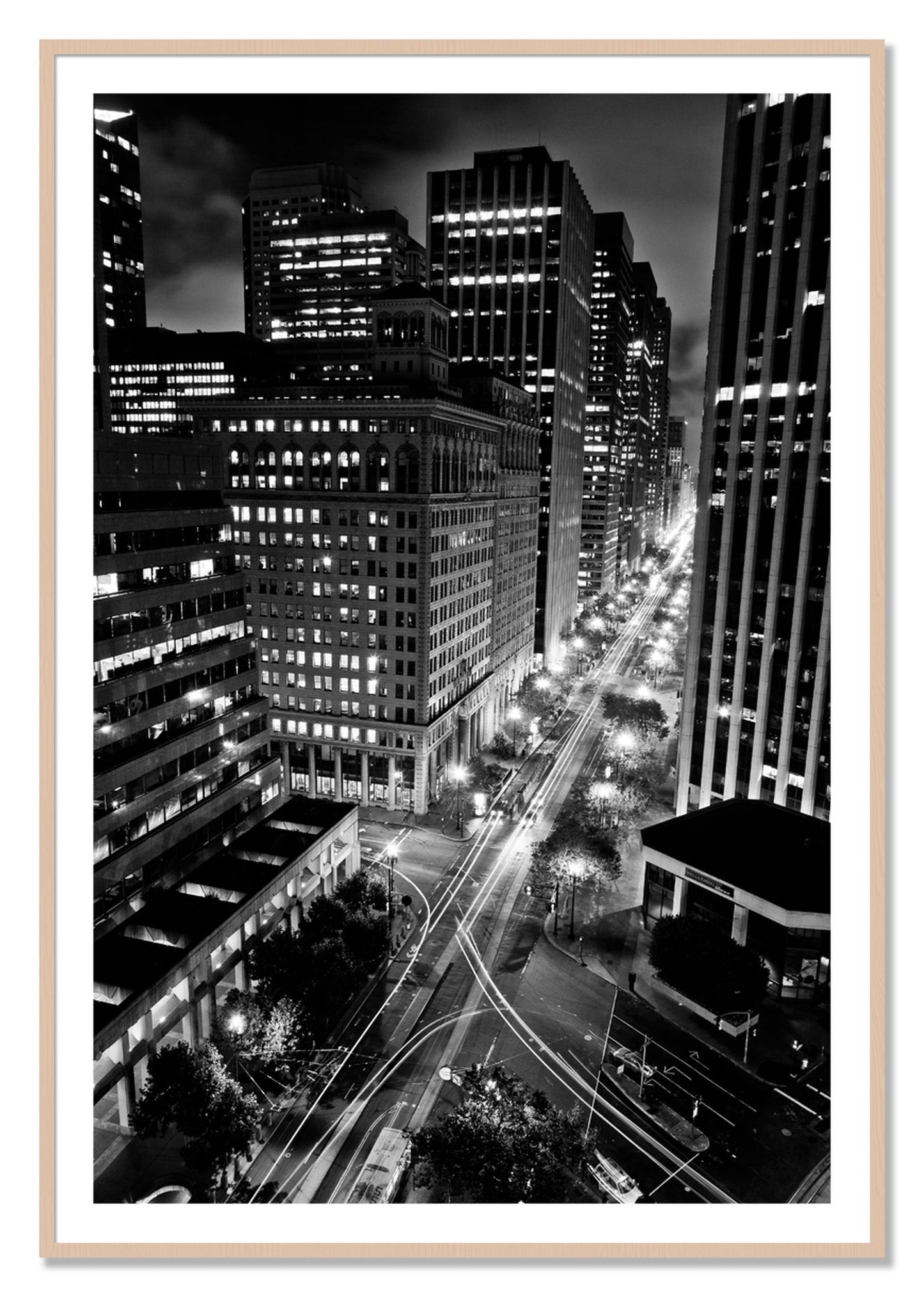 Framed photograph of Market by Dylan Ozanich, Maple frame, Borders