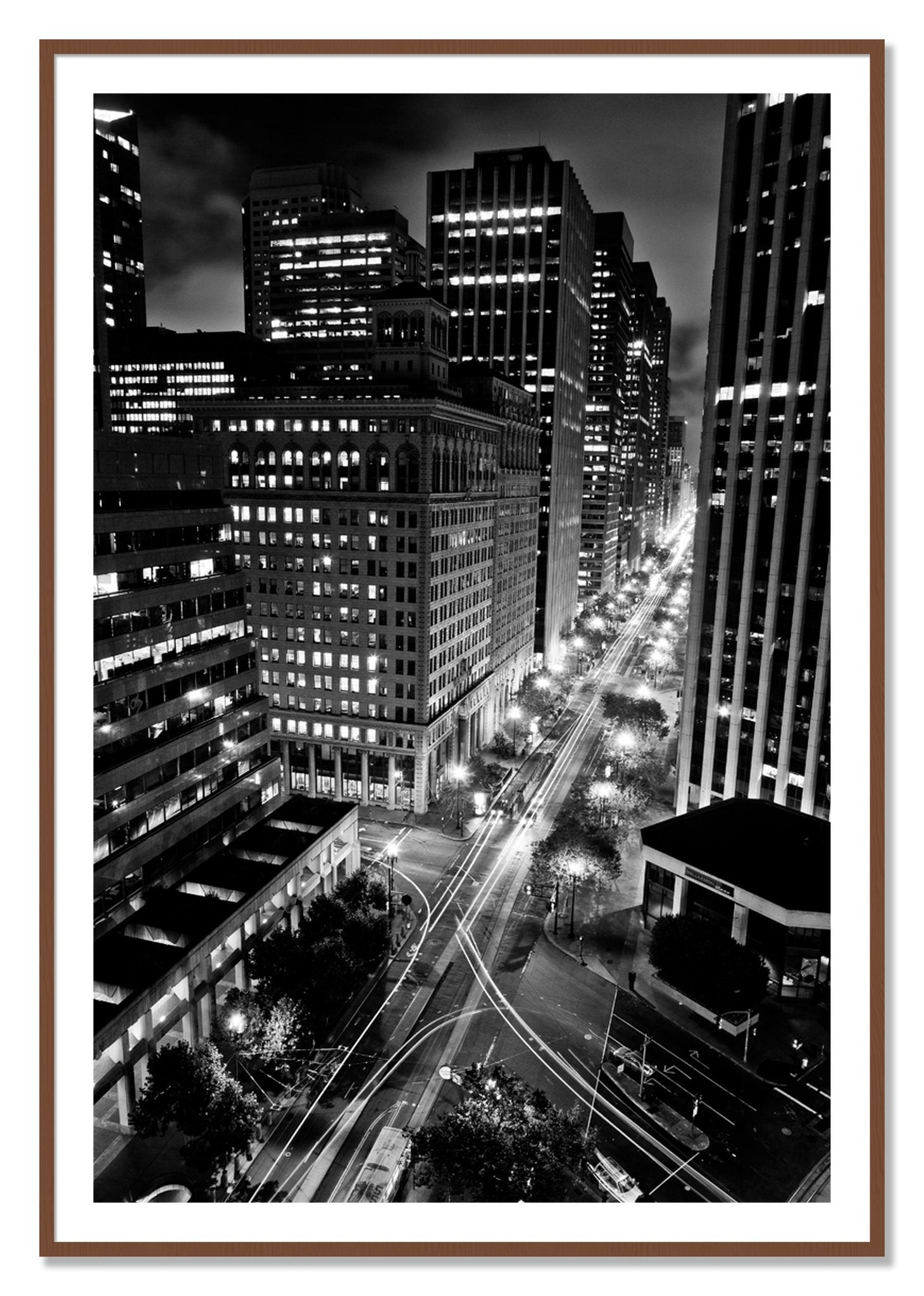 Framed photograph of Market by Dylan Ozanich, Walnut frame, Borders
