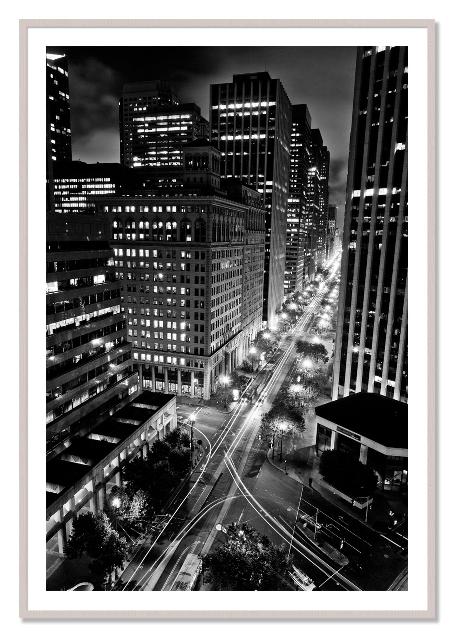 Framed photograph of Market by Dylan Ozanich, White Maple frame, Borders