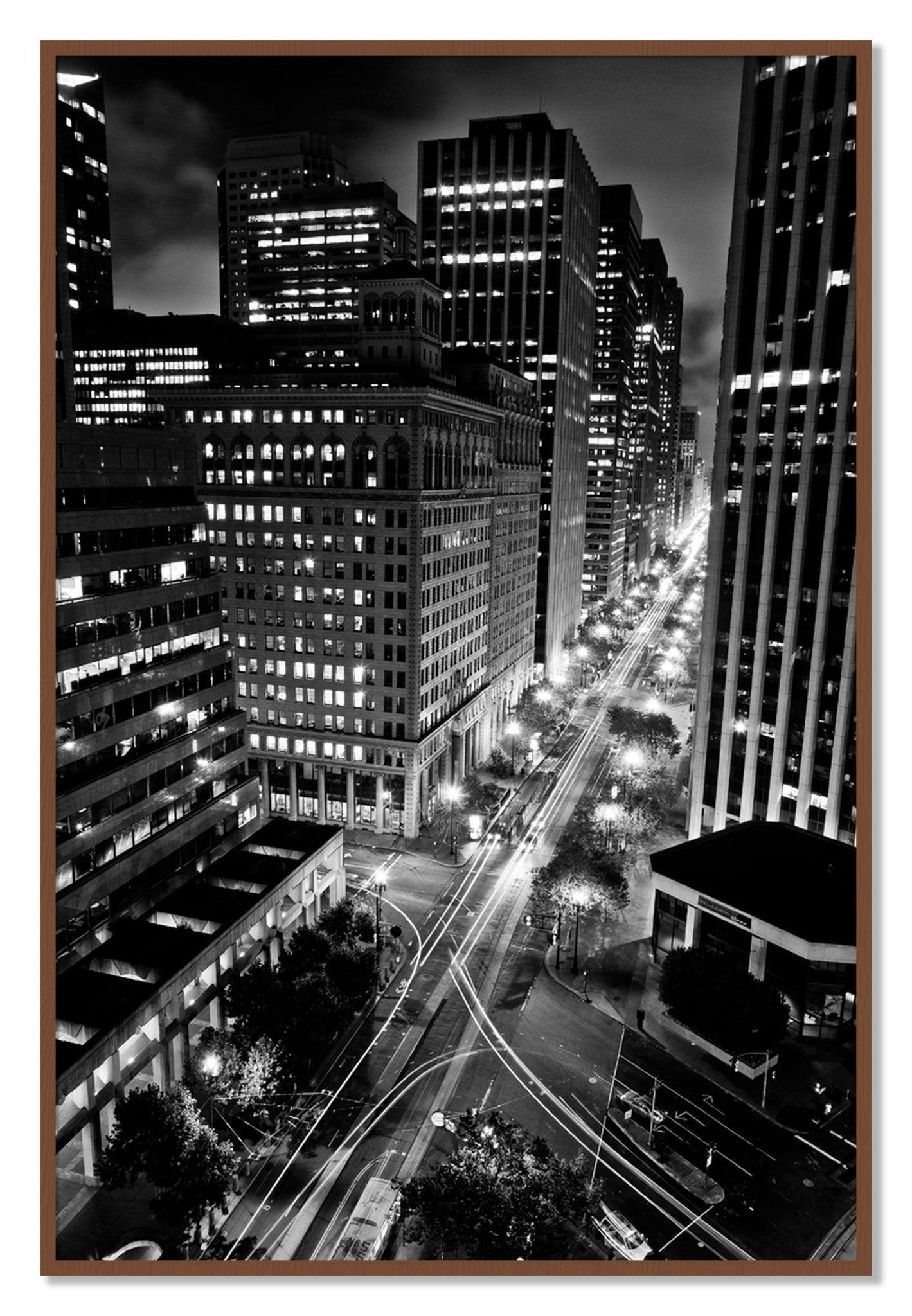 Framed photograph of Market by Dylan Ozanich, Walnut frame, Full Bleed