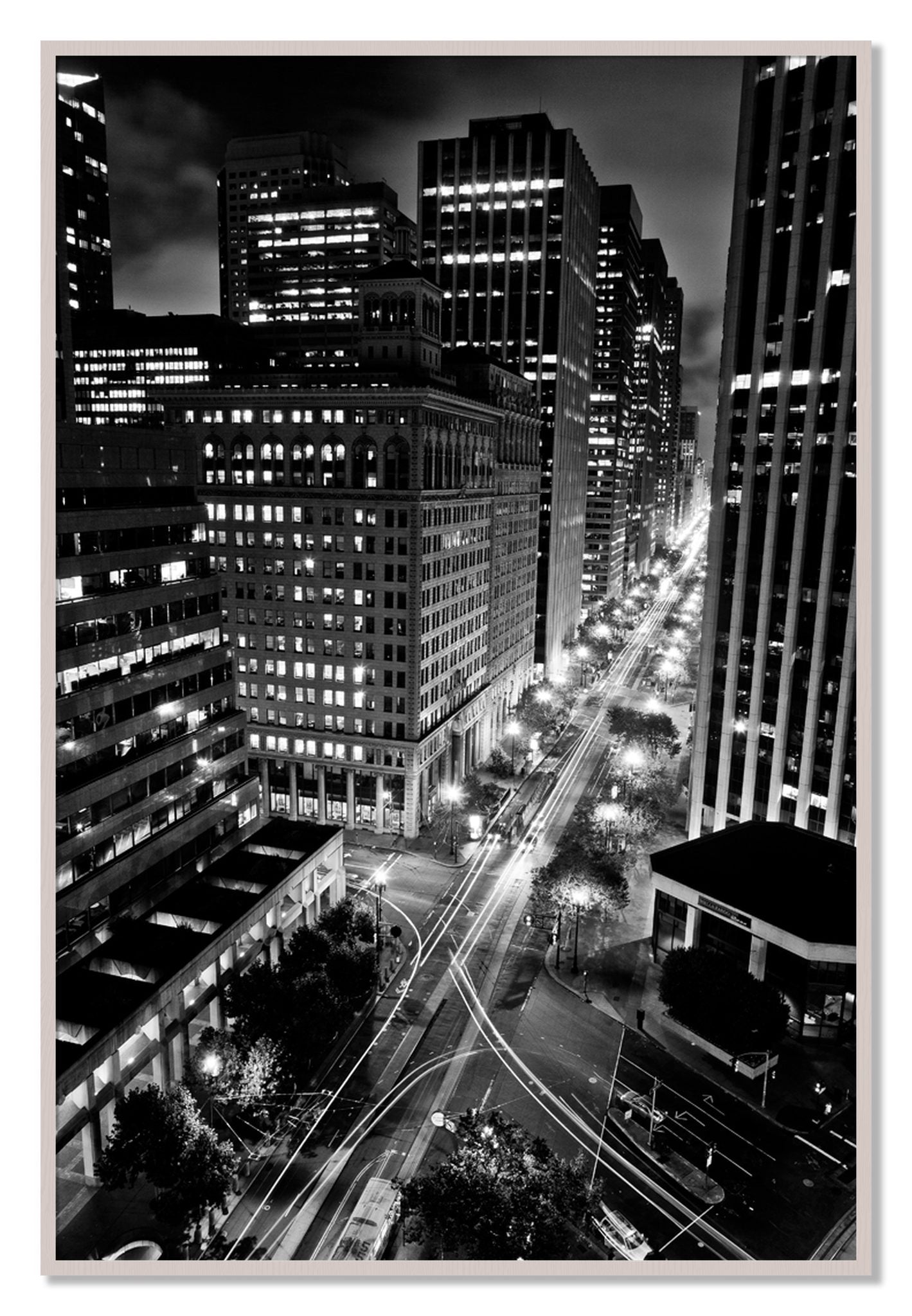 Framed photograph of Market by Dylan Ozanich, White Maple frame, Full Bleed