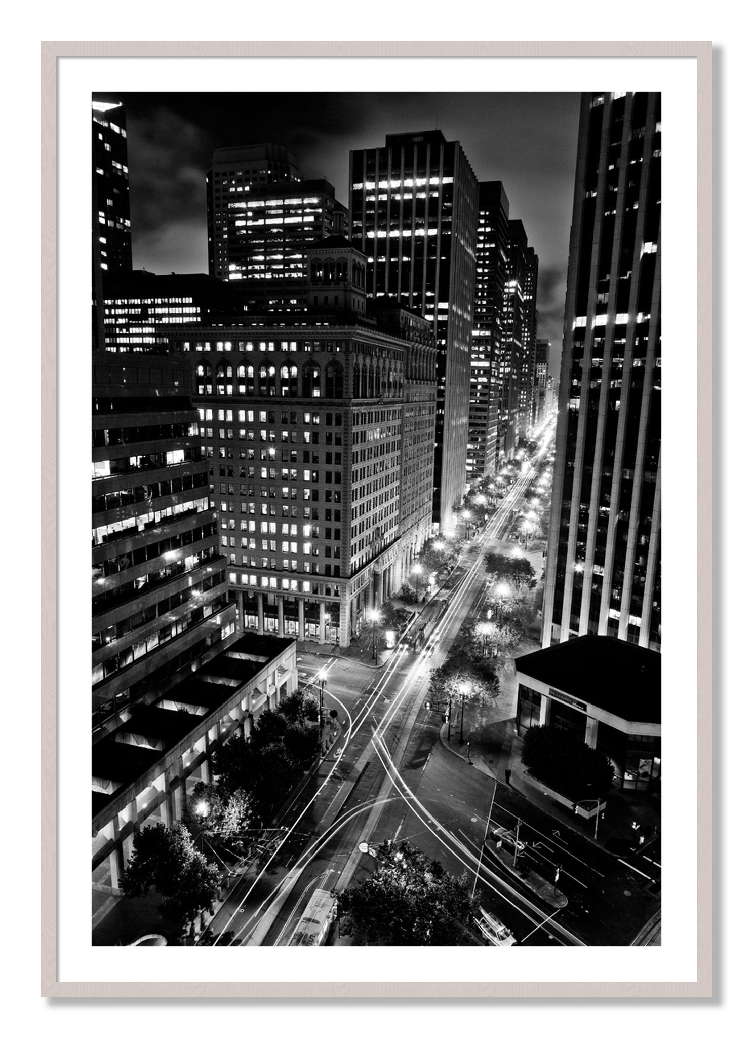 Framed photograph of Market by Dylan Ozanich, White Maple frame, Borders