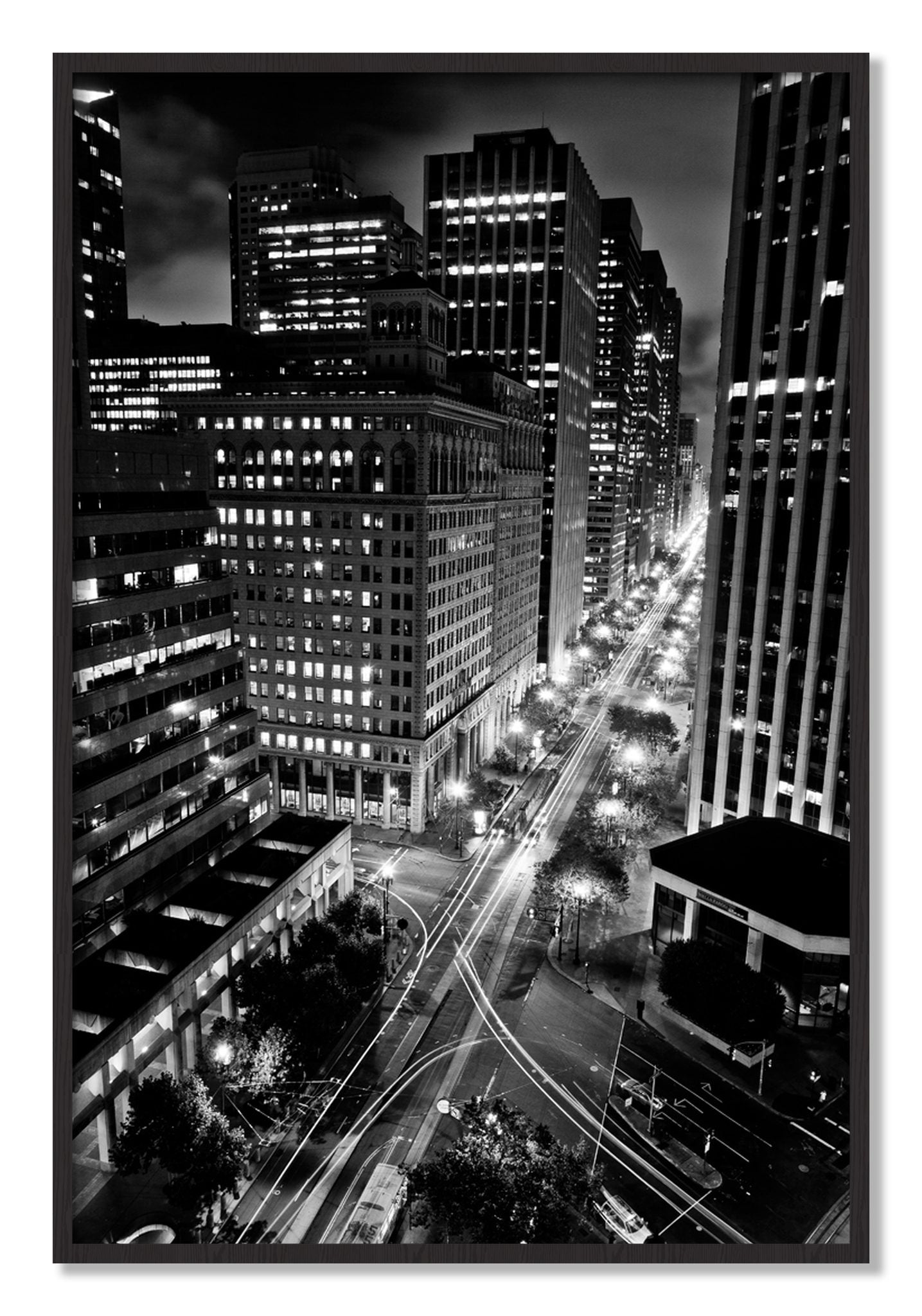 Framed photograph of Market by Dylan Ozanich, Black Walnut frame, Full Bleed
