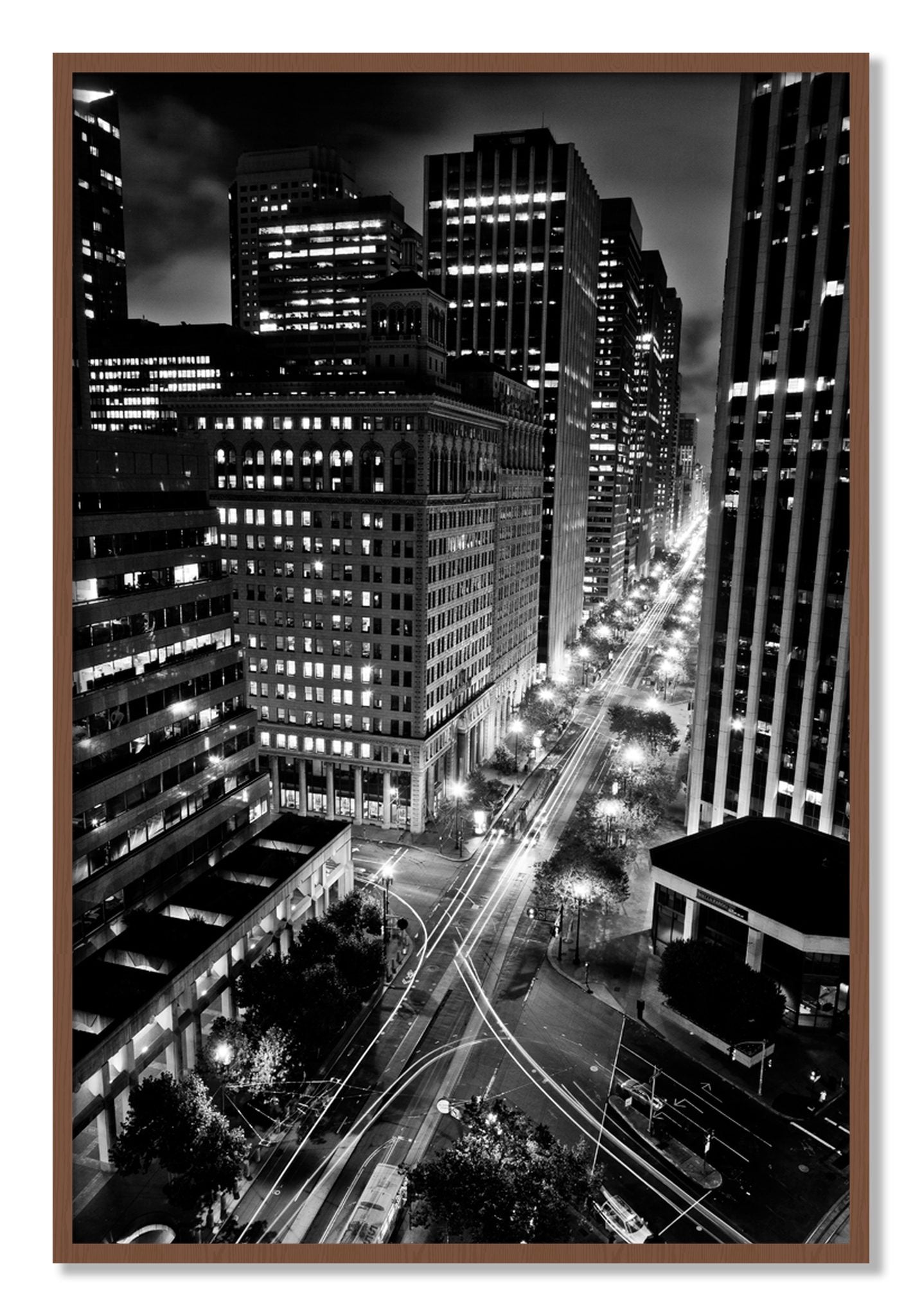 Framed photograph of Market by Dylan Ozanich, Walnut frame, Full Bleed
