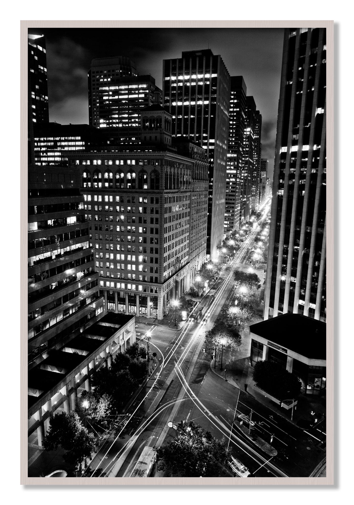 Framed photograph of Market by Dylan Ozanich, White Maple frame, Full Bleed