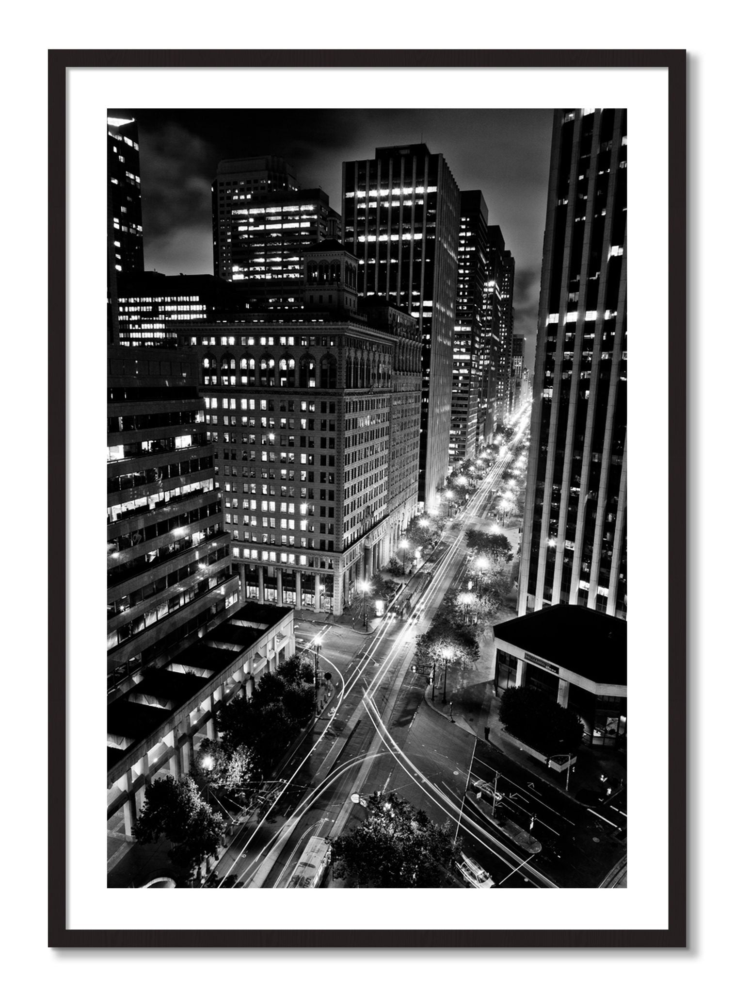 Framed photograph of Market by Dylan Ozanich, Black Walnut frame, Borders