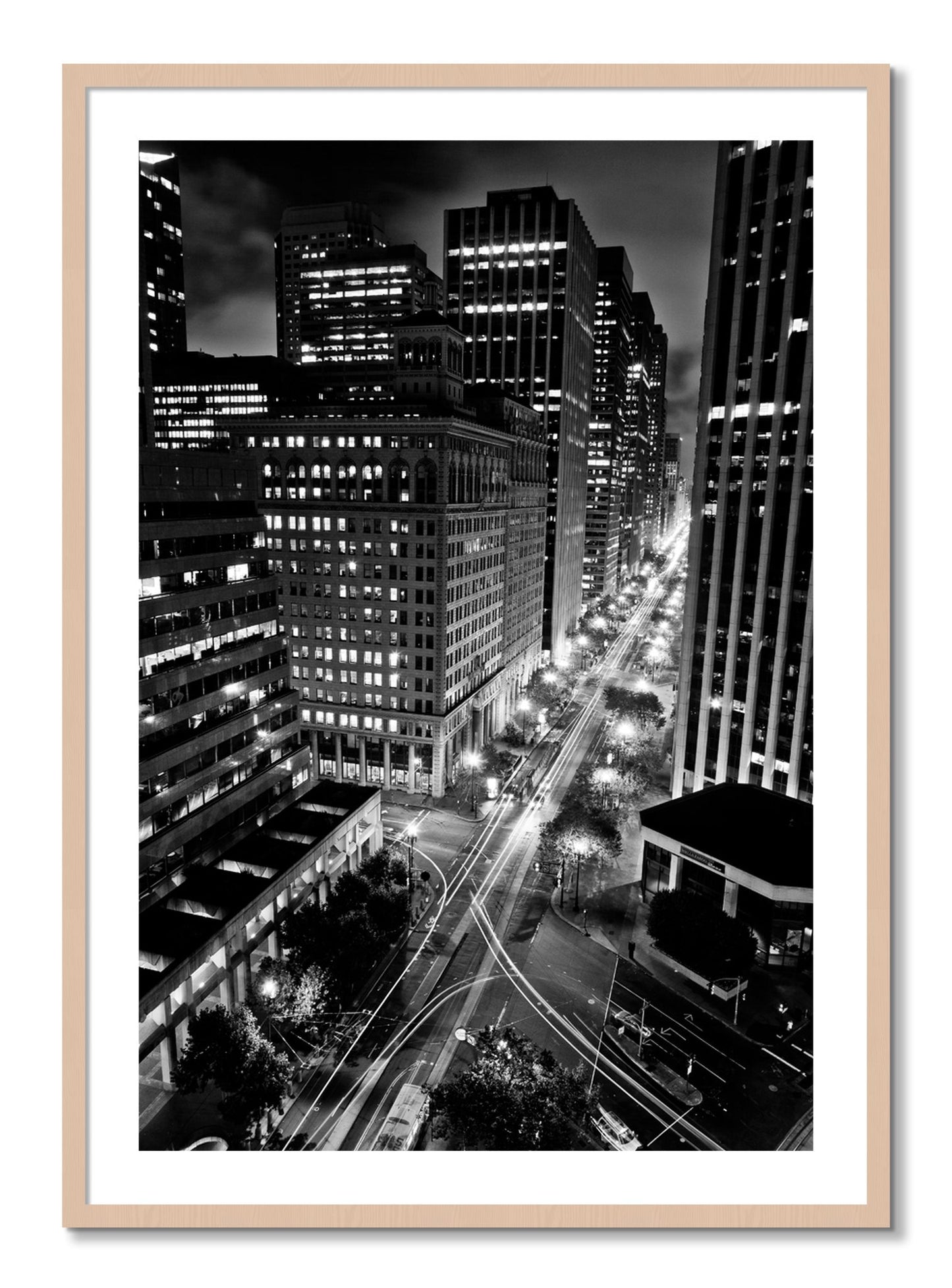 Framed photograph of Market by Dylan Ozanich, Maple frame, Borders