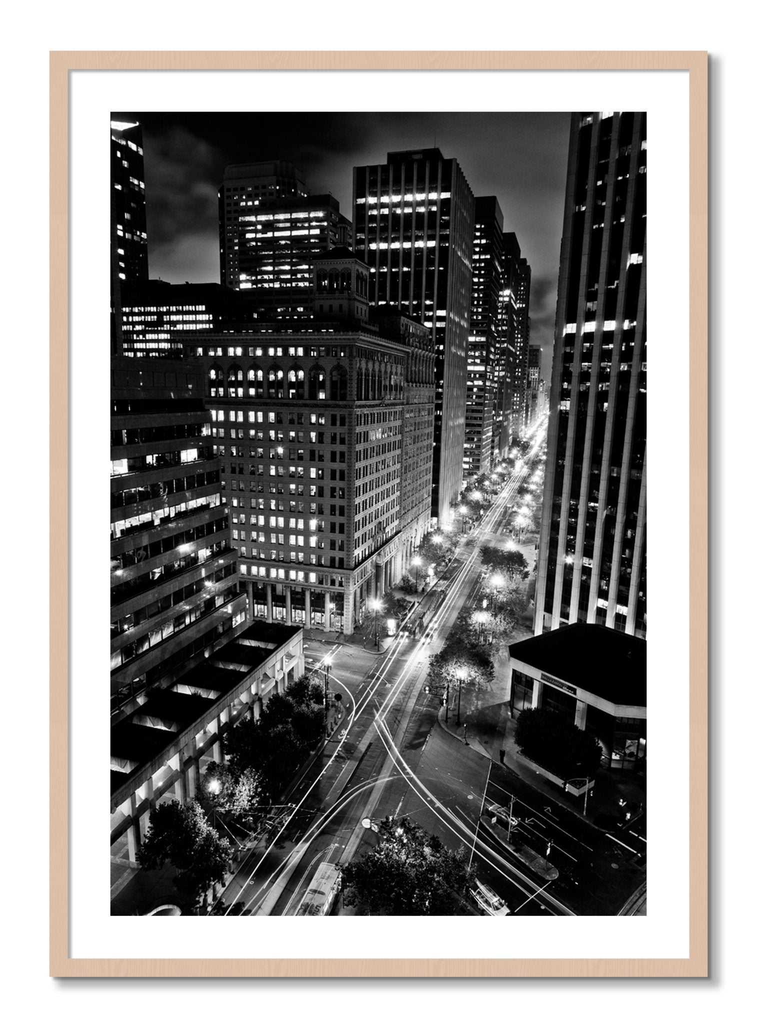 Framed photograph of Market by Dylan Ozanich, Maple frame, Borders