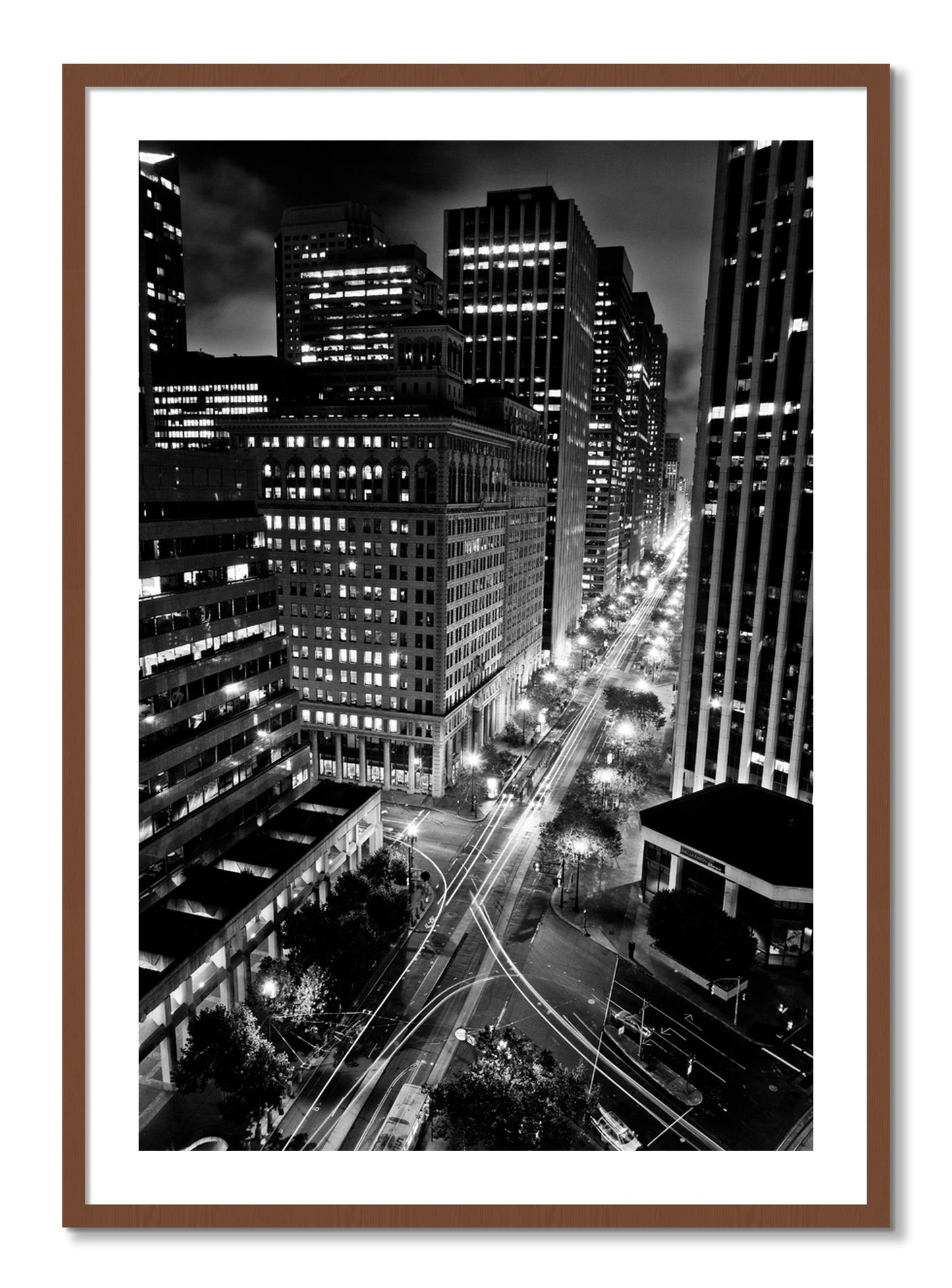 Framed photograph of Market by Dylan Ozanich, Walnut frame, Borders